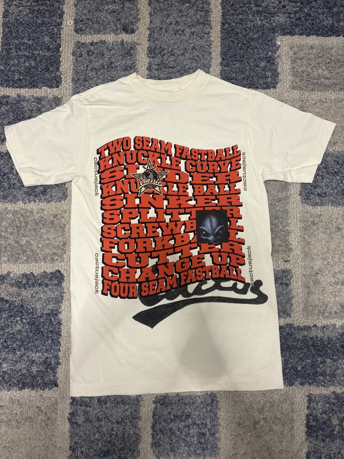 Cactus Plant Flea Market  Travis Scott Cactus Jack Cream Pitchers T shirt  | Grailed