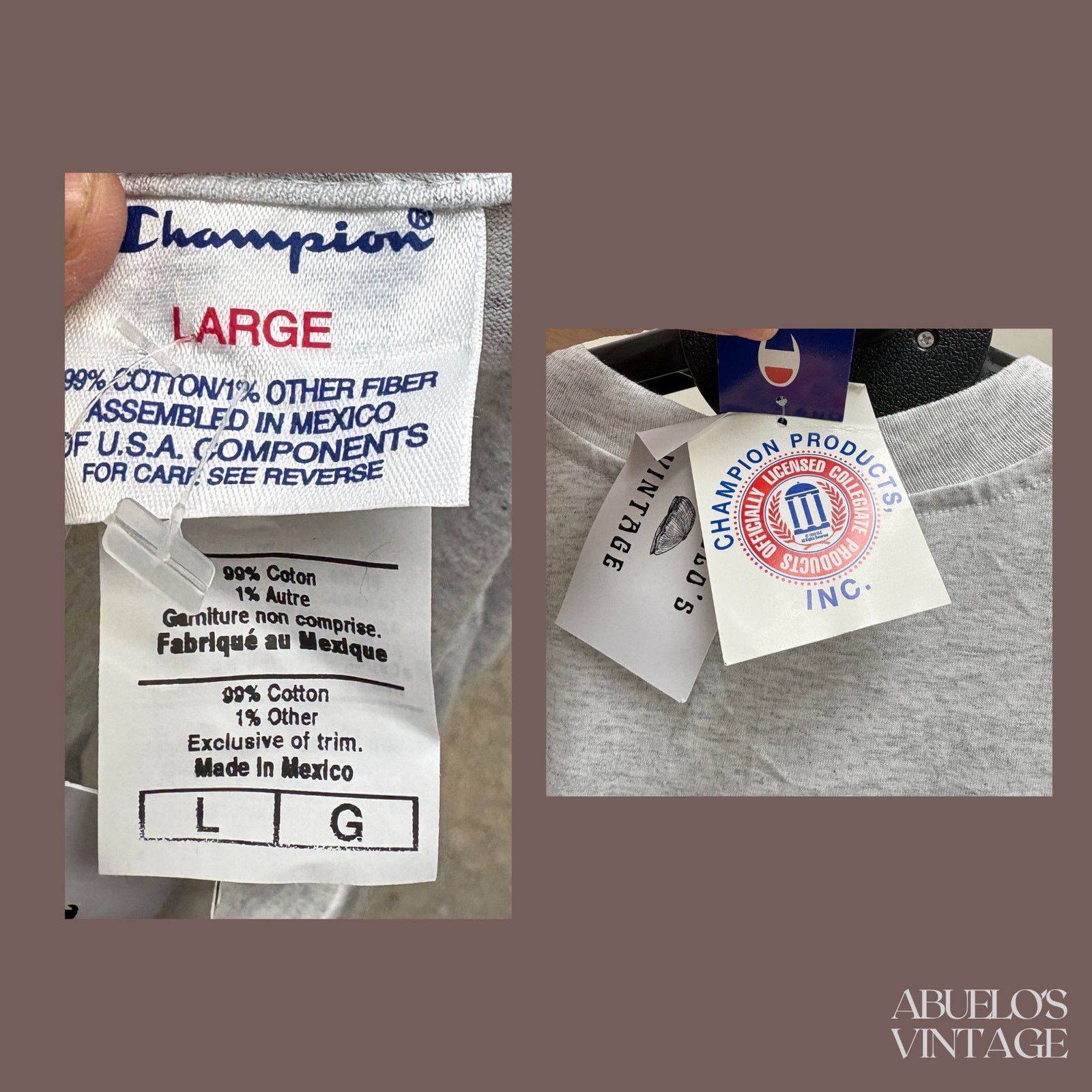 Champion VTG Tufts University Tee | Champion Gray | Collegiate Size US L / EU 52-54 / 3 - 5 Thumbnail