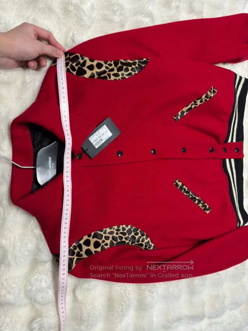 Saint Laurent Paris Saint Laurent Red Leopard Print Baseball Jacket. Size US L / EU 52-54 / 3 - 7 Thumbnail