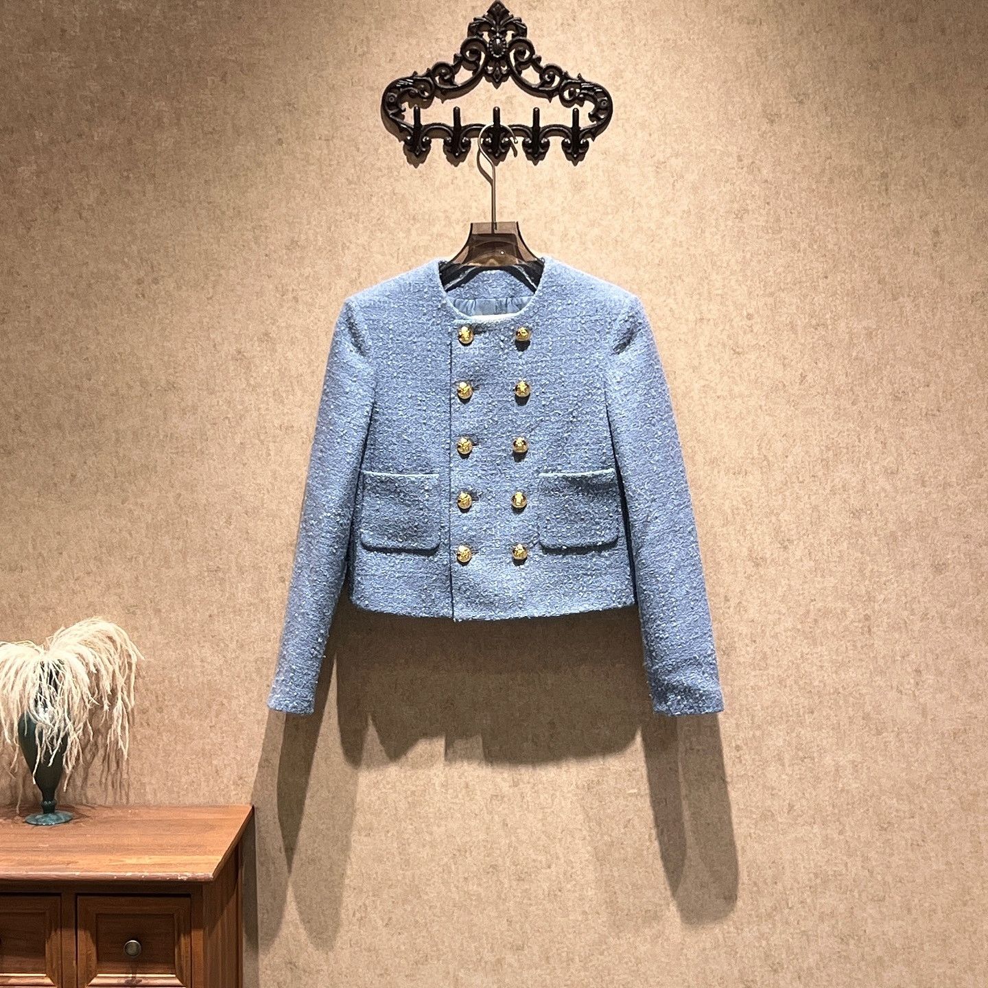 Celine Celine Blue Tweed Double-Breasted Jacket Size 36 Size XS / US 0-2 / IT 36-38 - 1 Thumbnail