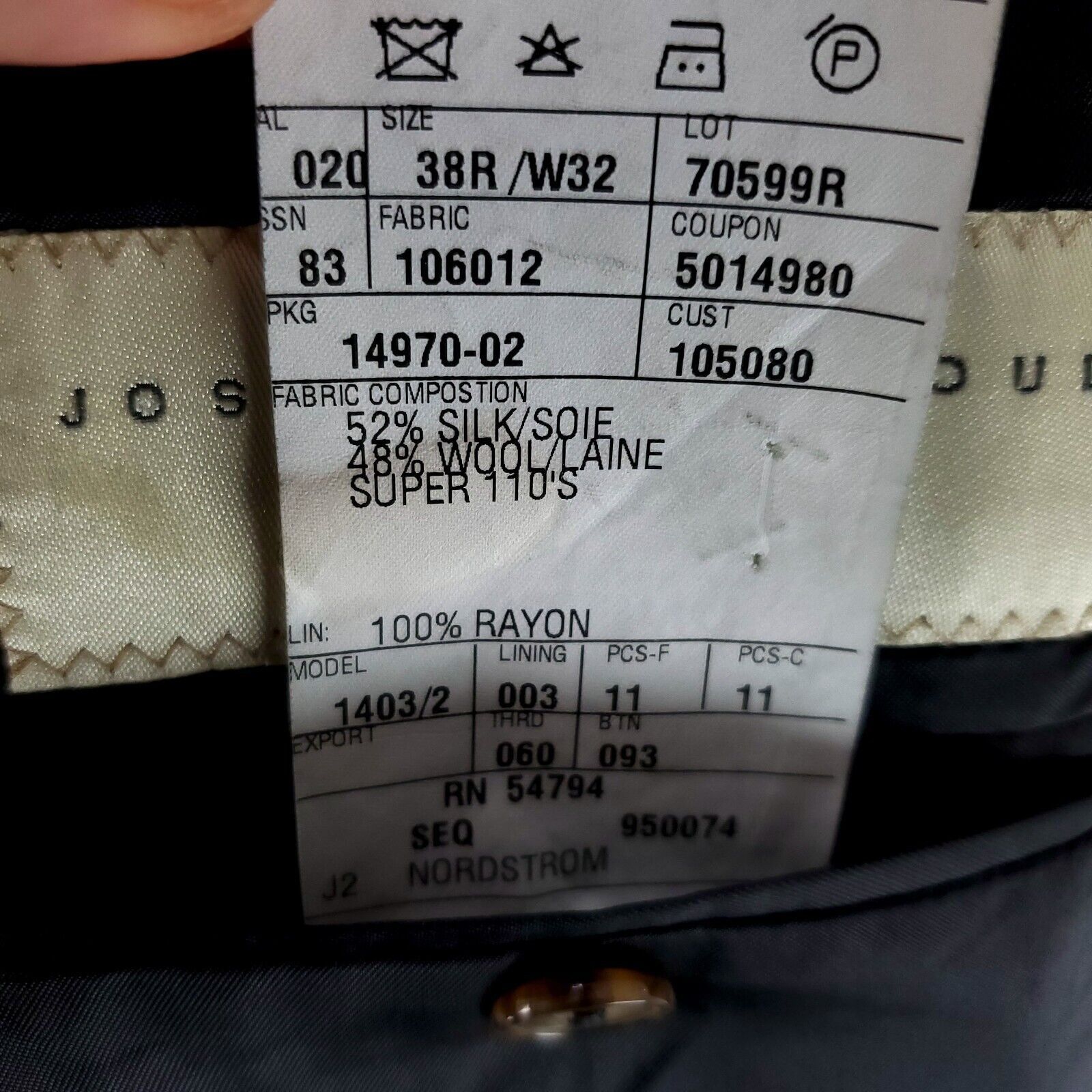 Joseph Abboud Joseph Abboud Super 110s Wool Silk 2 Button Suit Jacket 38R Size 38R - 8 Thumbnail