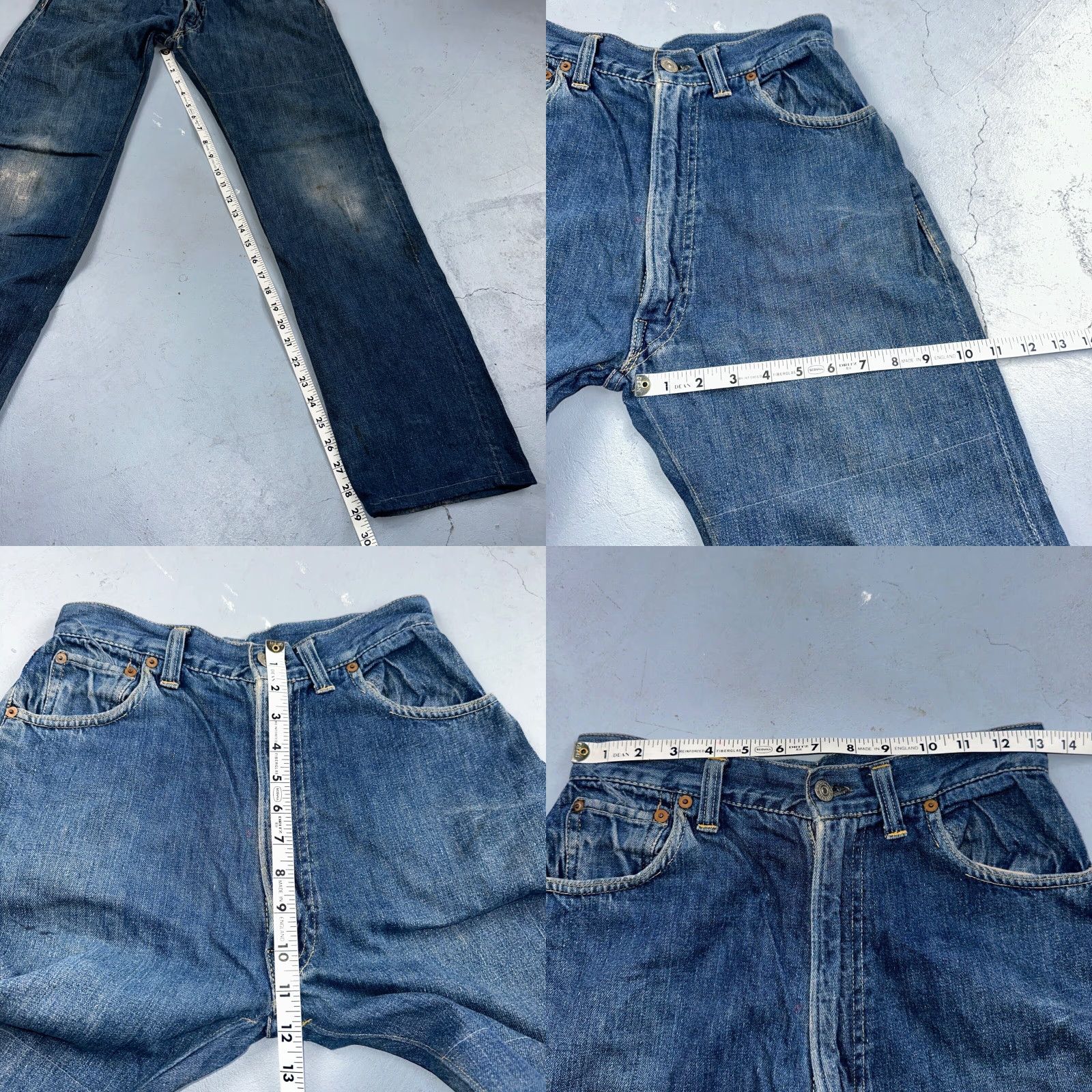 Levi's Vintage Levis Jeans 701 Big E 50s 1950s Redline Hidden Rivets USA 501 Act 26x29 Size US 26 / EU 42 - 8 Thumbnail