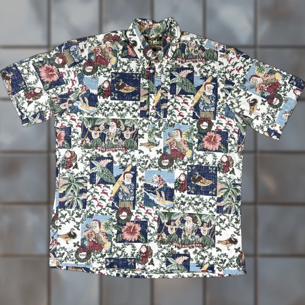 Reyn Spooner VINTAGE Reyn Spooner Mele Kalikimaka Mens Large 1/4 Button Up Hawaiian Shirt Floral Santa Christmas Surf Aloha 2004 Boys/Girls? Size US L / EU 52-54 / 3 - 1 Thumbnail