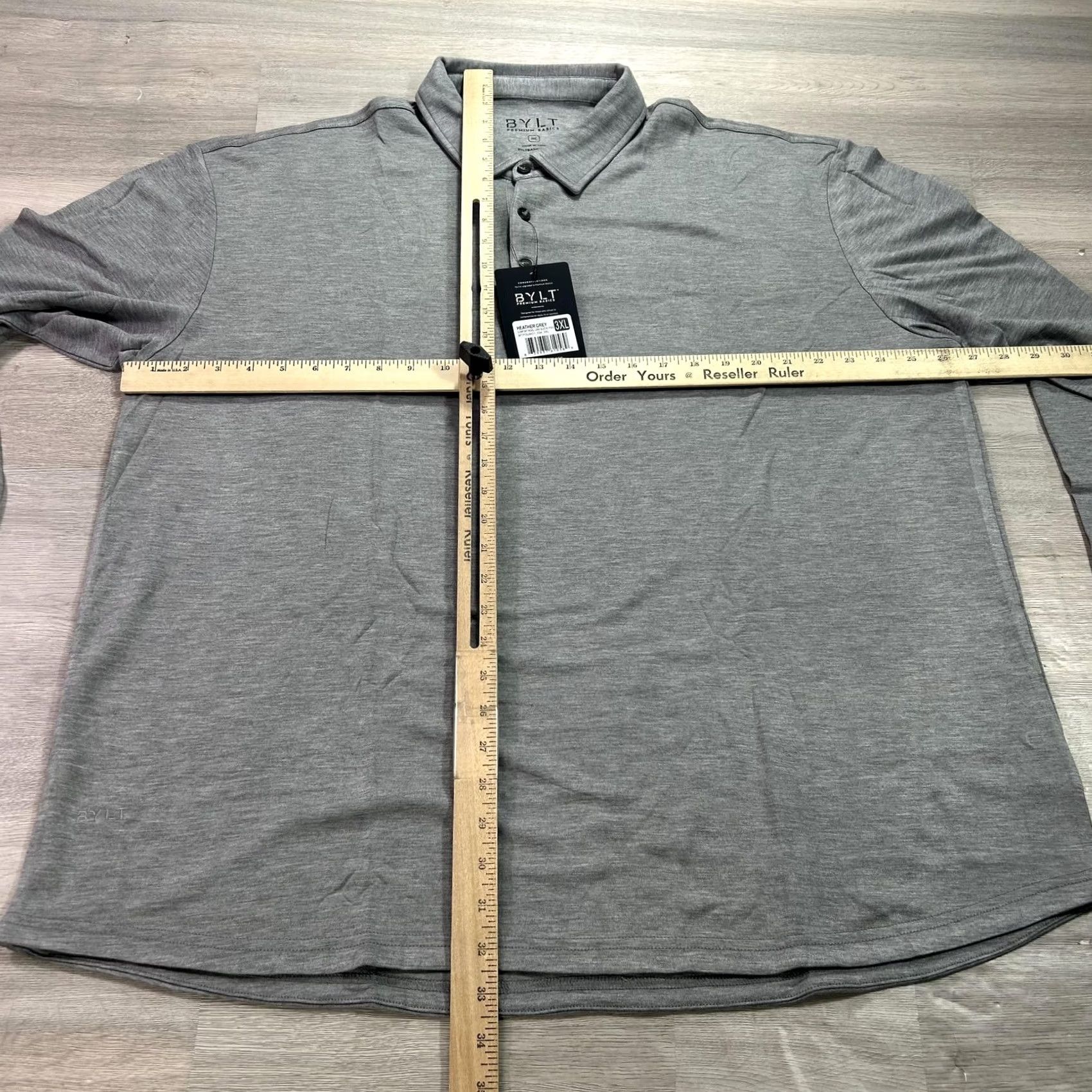Vintage BYLT Premium Basics Polo Shirt Mens 3XL Heather Gray Wool Long Sleeve Shirt Size US XXL / EU 58 / 5 - 6 Thumbnail