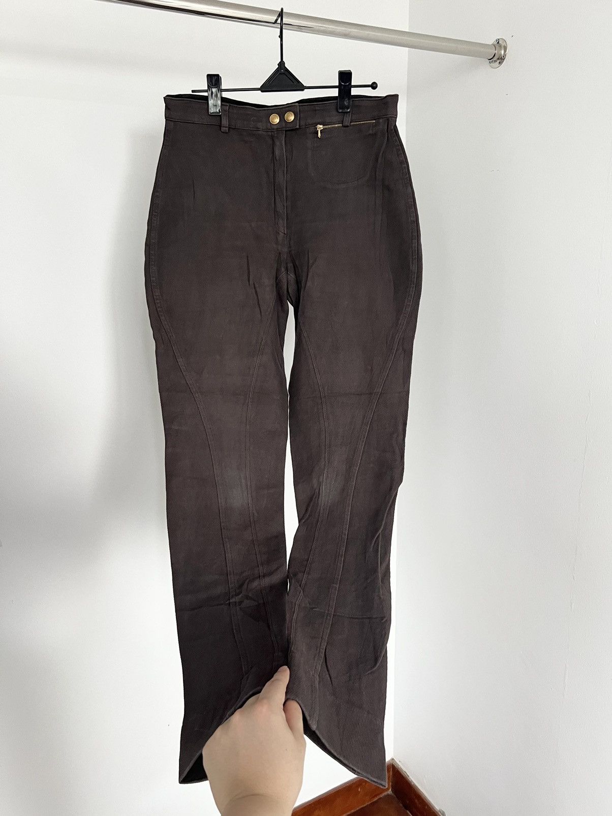 image of Gucci Tom Ford Runway Biker Pants in Brown Tan, Women's (Size 30)