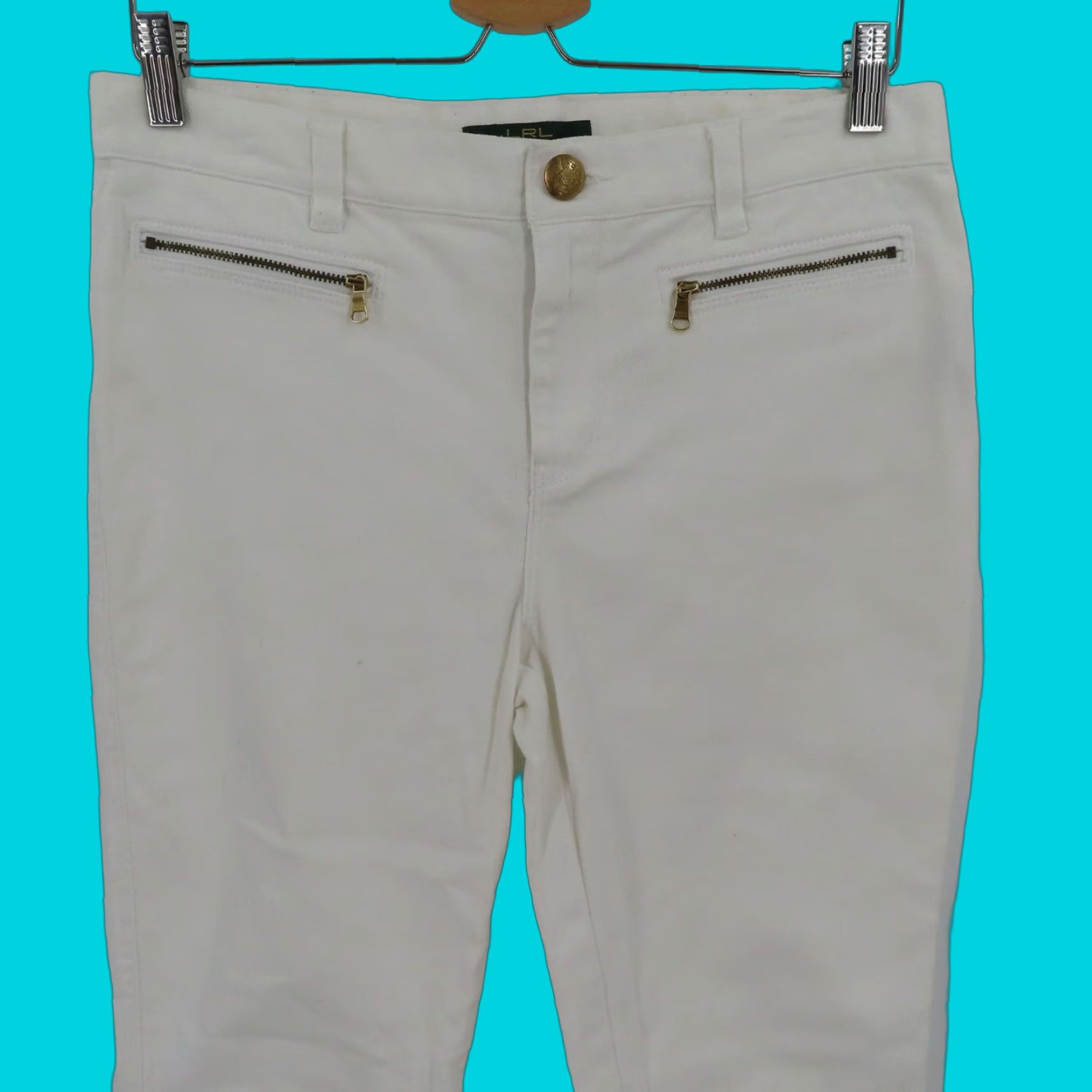 Ralph Lauren Ralph Lauren Womens Jeans LRL Lauren Jeans Co Straight Leg 6 White Denim Pockets Zip Button Size 28" / US 6 / IT 42 - 1 Thumbnail