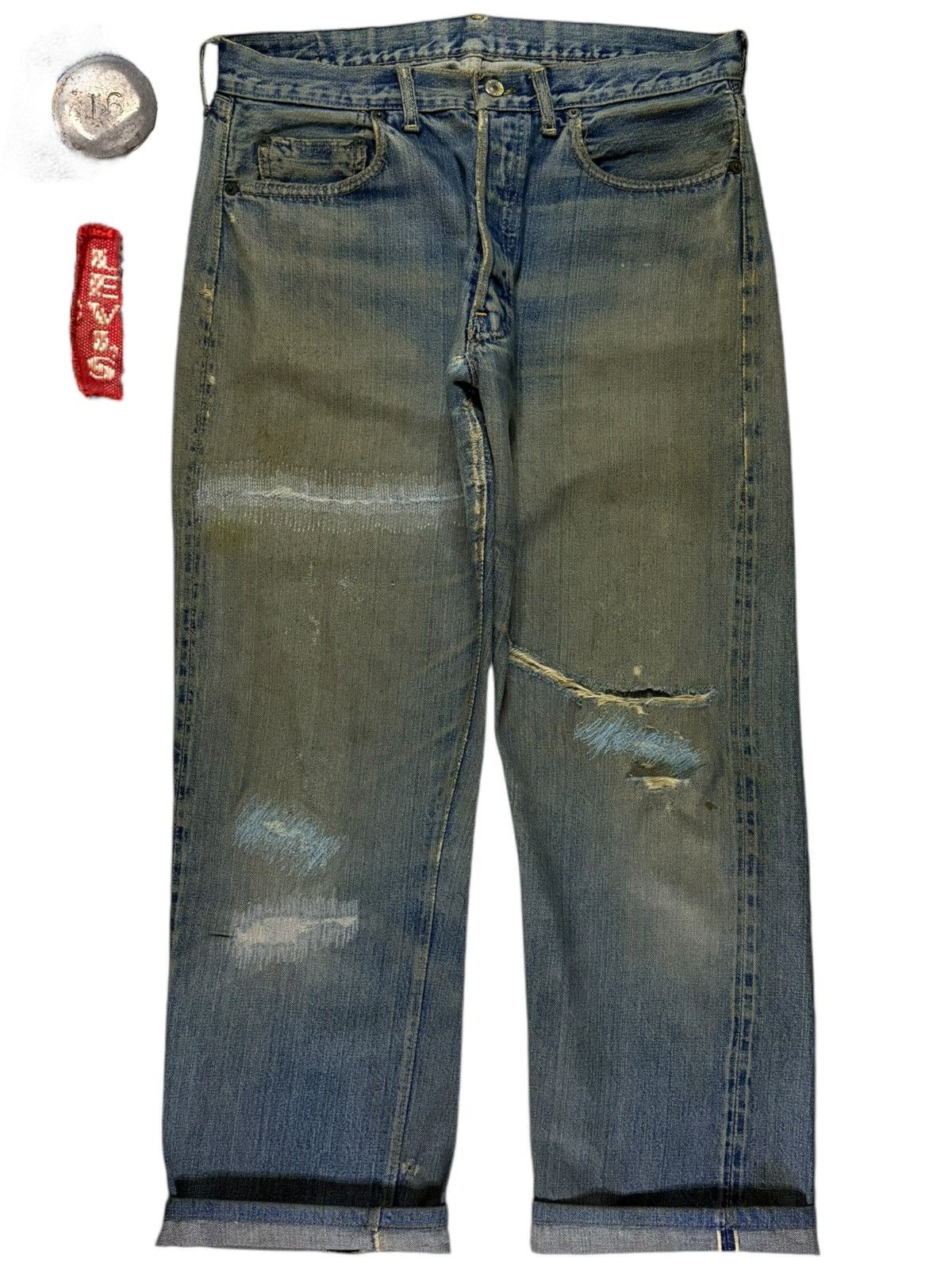 Levi's SICK VINTAGE 60s Levis 501 Big E Selvedge Jeans Button 16 Size US 33 - 1 Thumbnail