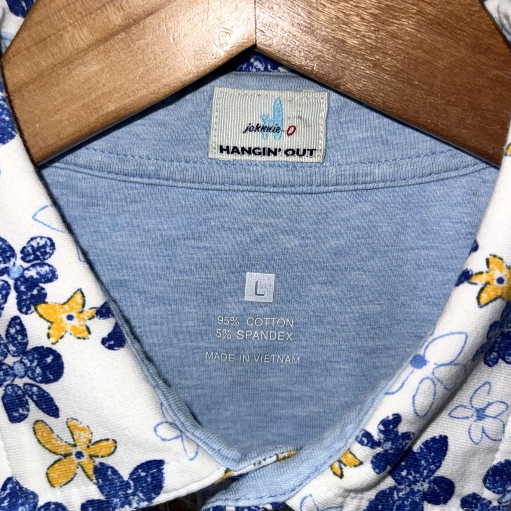 johnnie-O VINTAGE Johnnie-O Polo Shirt Mens L White Floral Hangin' Out Stretch Size US L / EU 52-54 / 3 - 4 Thumbnail