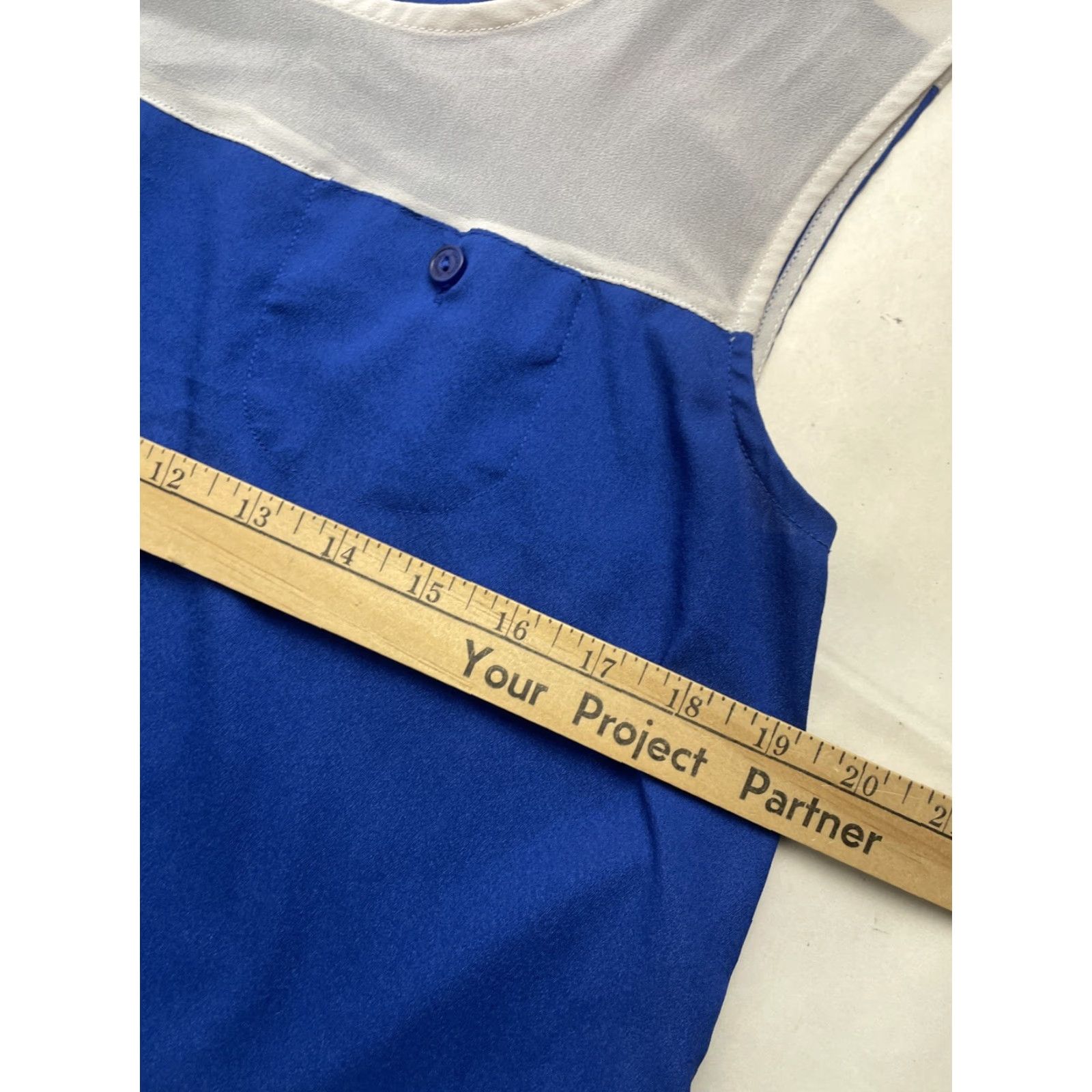 Vintage Naked Zebra Shirt Women's Large Blue Tank Top Semi Sheer Buttons Up Back Blouse Womens Size L / US 10 / IT 46 - 6 Thumbnail