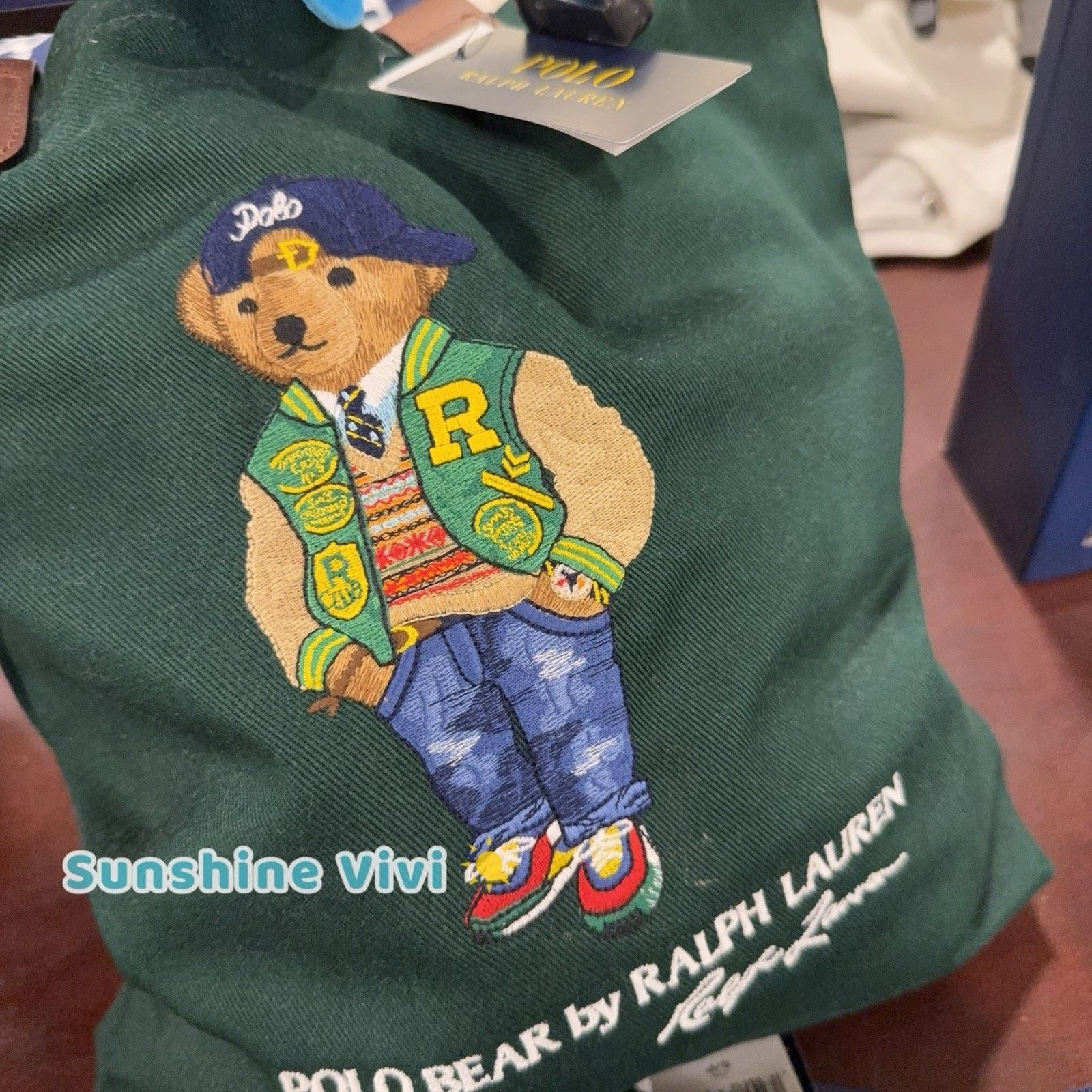 Polo Ralph Lauren NWT Polo Ralph Lauren Cotton Twill Bear Tote Bag Green Size ONE SIZE - 7 Thumbnail