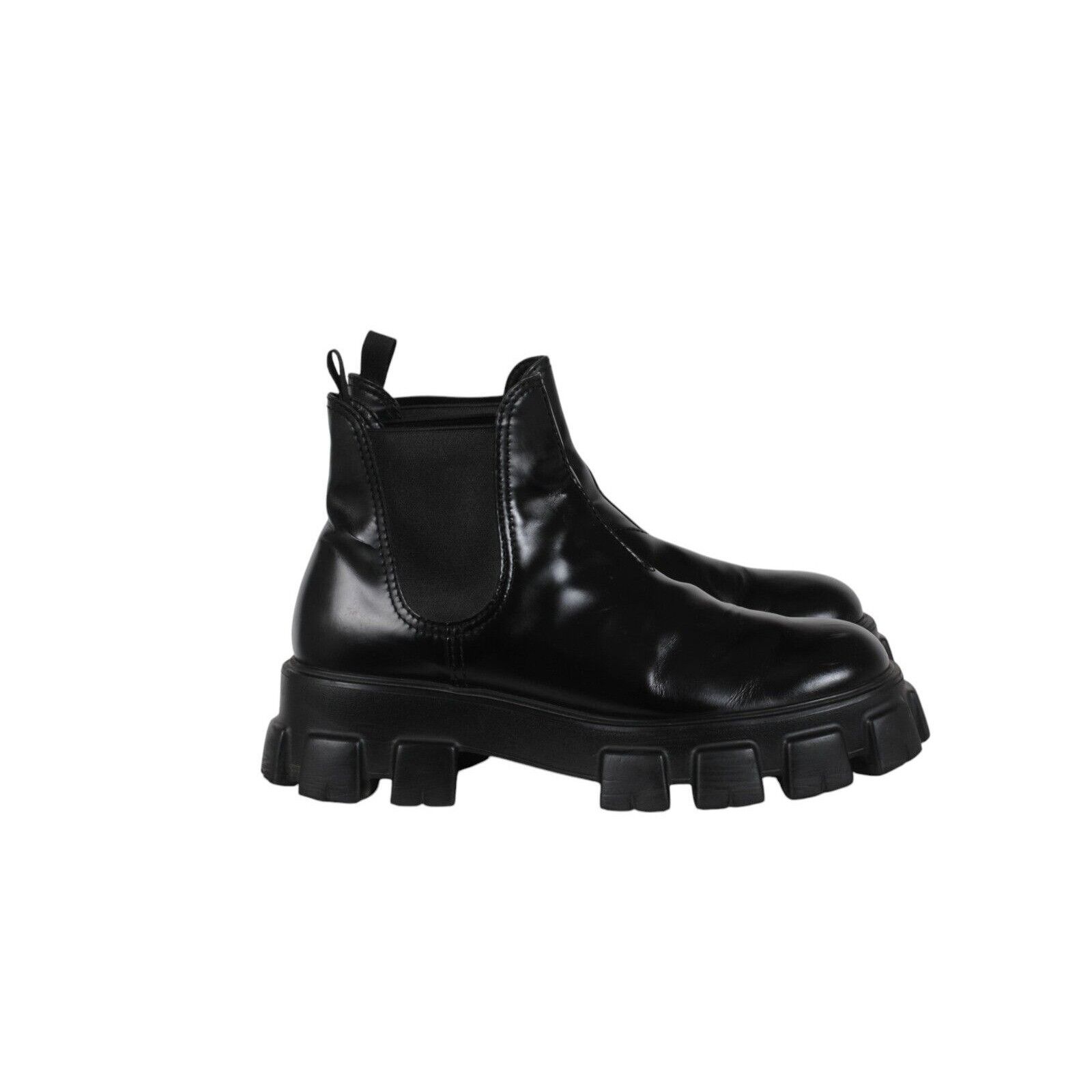 Prada Monolith Chelsea Boots Black Leather - 02511B Size US 11 / EU 44 - 2 Thumbnail