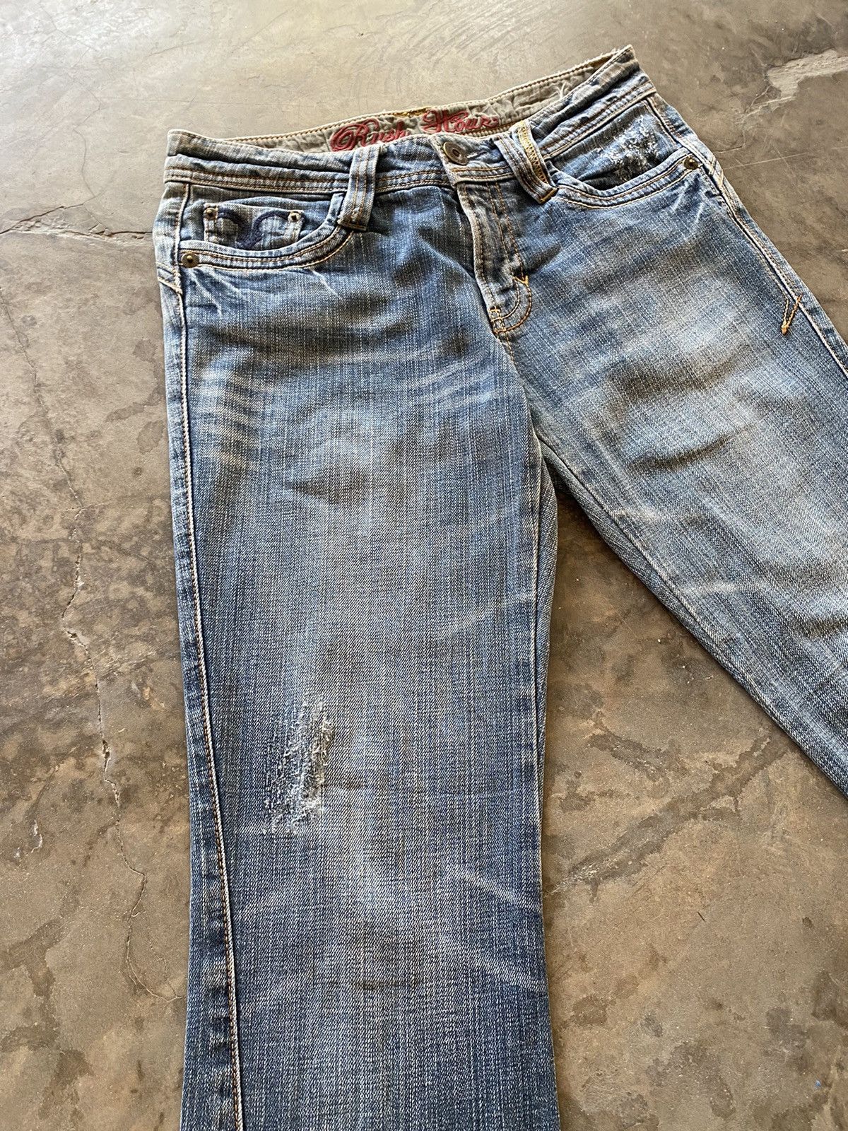 Hysteric Glamour × Japanese Brand Flare Jeans Rush Hour Wash Blue Distressed Size US 31 - 12 Thumbnail