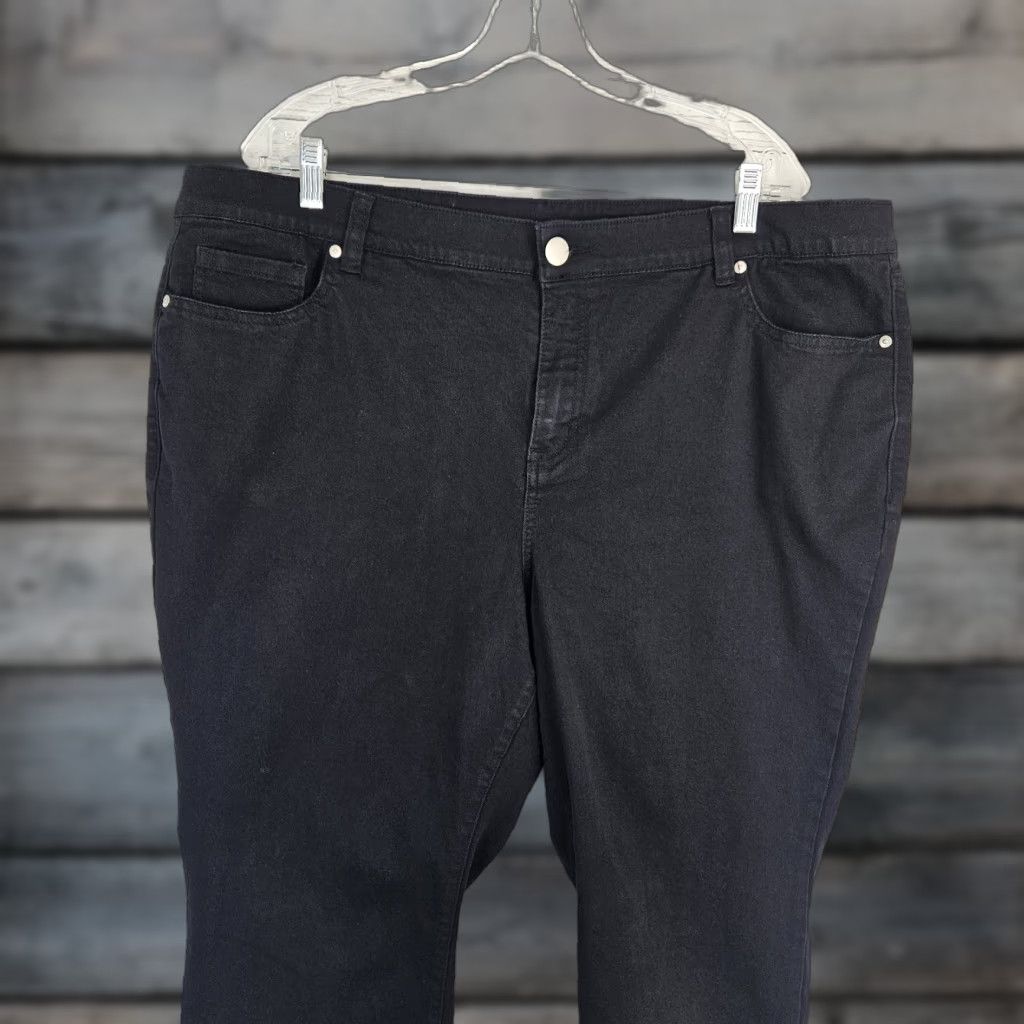 Vintage VINTAGE? No. Lane Bryant Womens Cropped Jeans Sz 20 Black High Rise Size 42" / US 20 - 1 Thumbnail