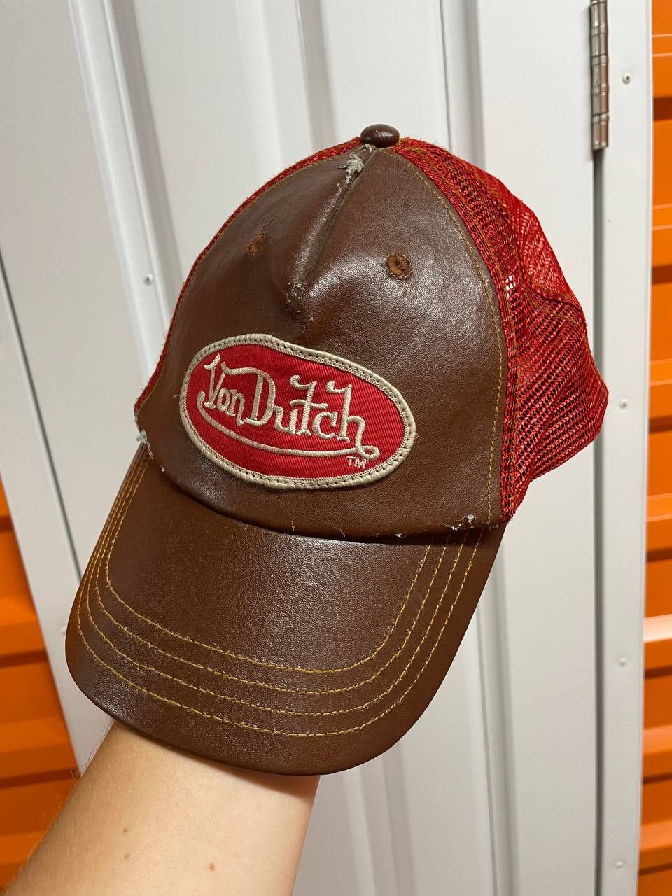 Genuine Leather Rare Vintage Von Dutch Leather Trucket Hat Cap Size ONE SIZE - 2 Thumbnail