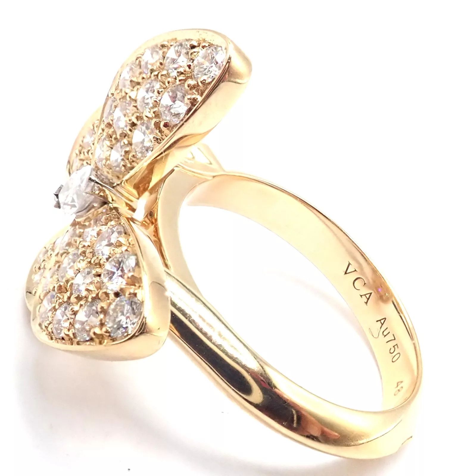Cartier 18k Yellow Gold Diamond Two Butterfly Ring Cert. Size ONE SIZE - 8 Thumbnail