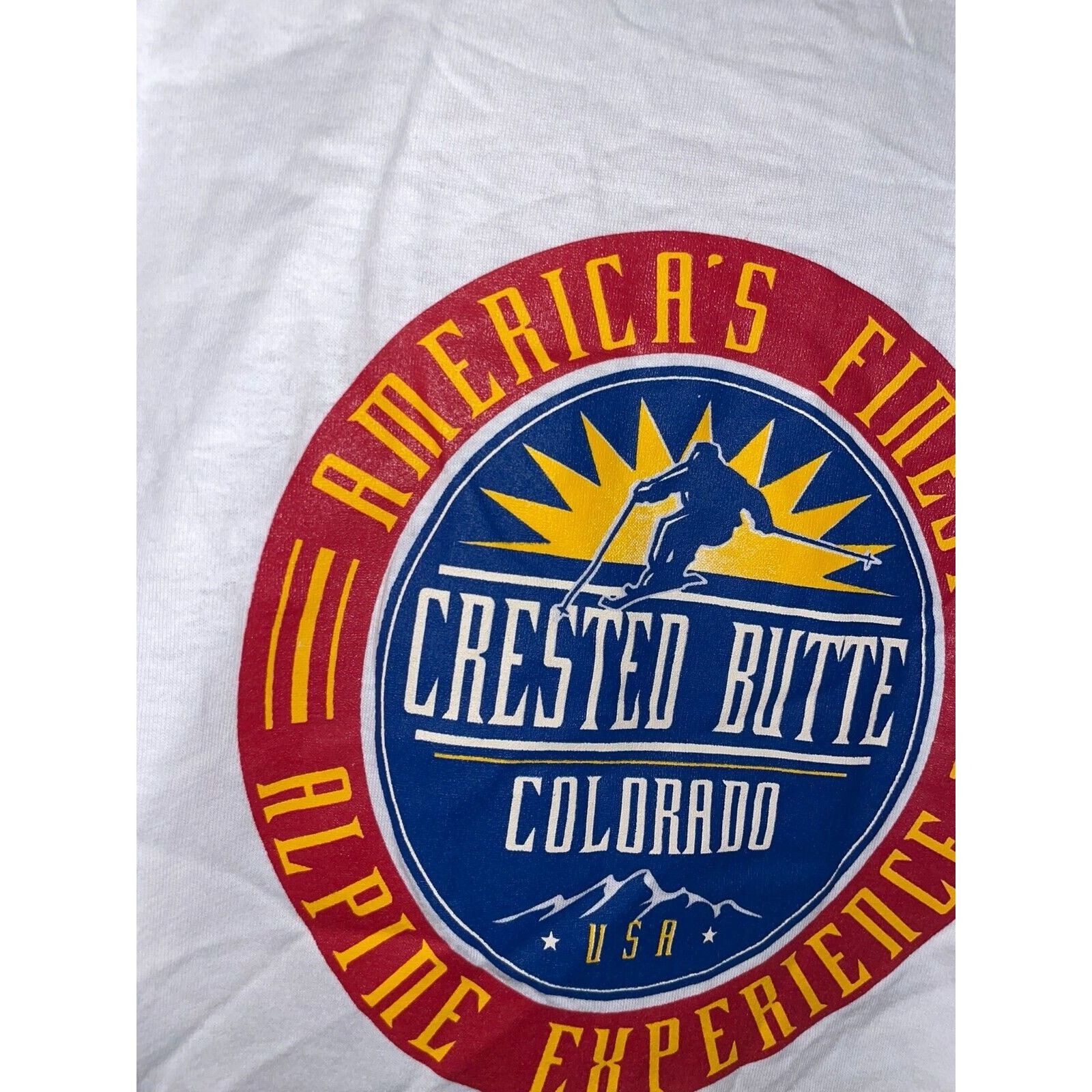 Jerzees 90s Crested Butte CO Alpine Ski Skiing White Shirt VTG L Size US L / EU 52-54 / 3 - 7 Thumbnail