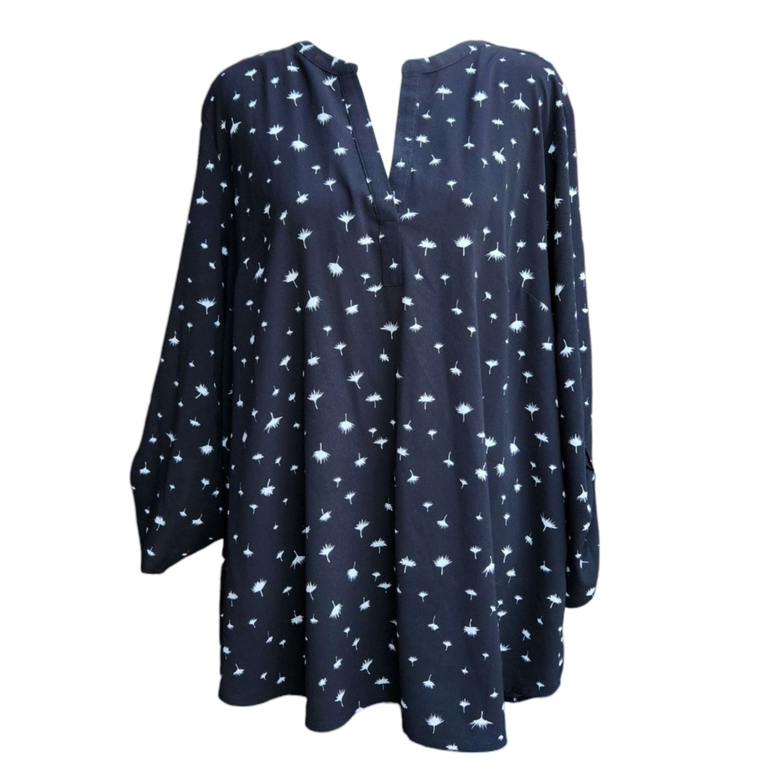 St. Johns Bay Daniel Rainn XXL Blouse - Black White Dandelion Tunic Size XXL / US 16-18 / IT 52-54 - 6 Thumbnail