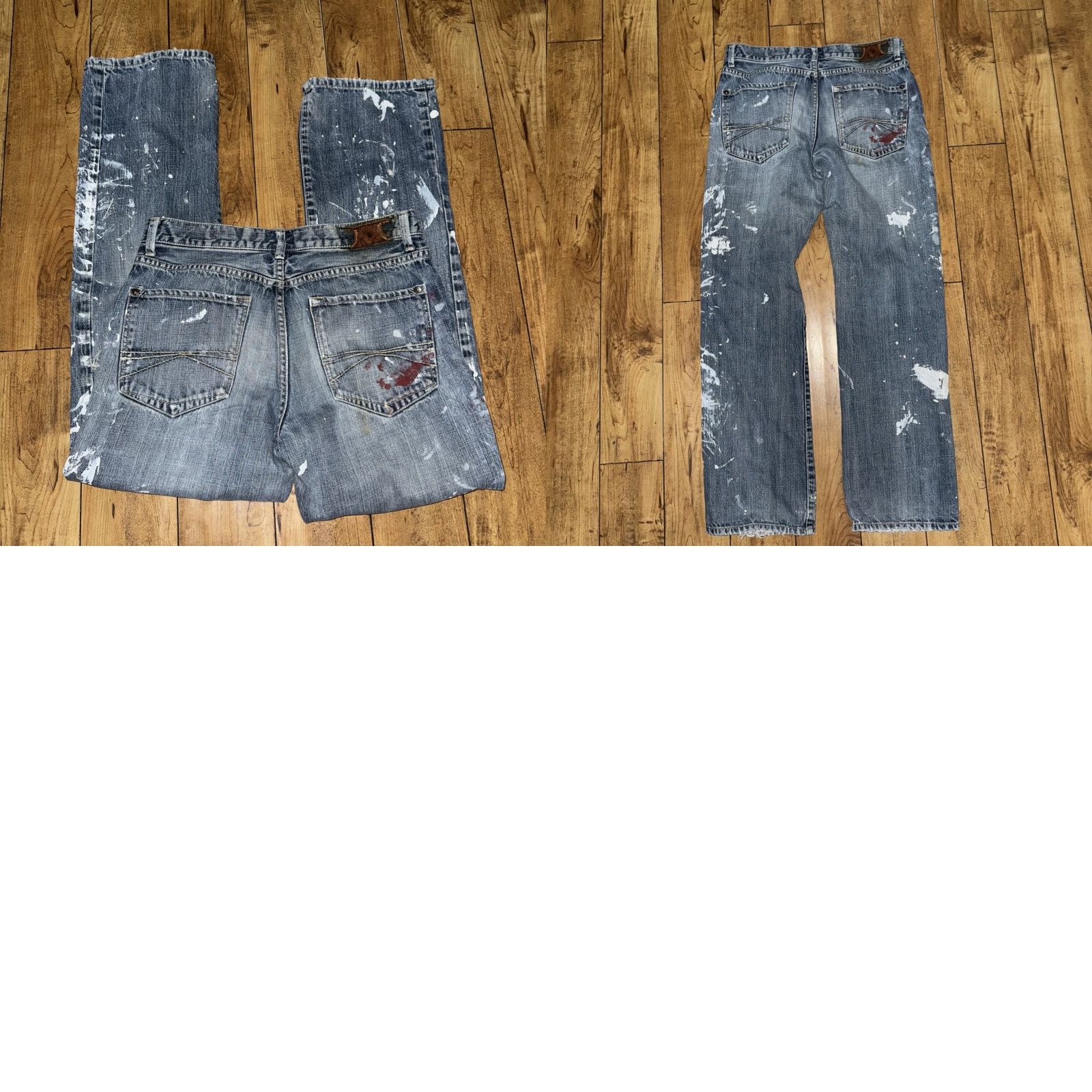 Denime VINTAGE X2 Quality Denim M11 Low Rise Straight Leg Jeans Mens 33 32 Blue Distressed Denim Workwear Size US 33 - 8 Thumbnail