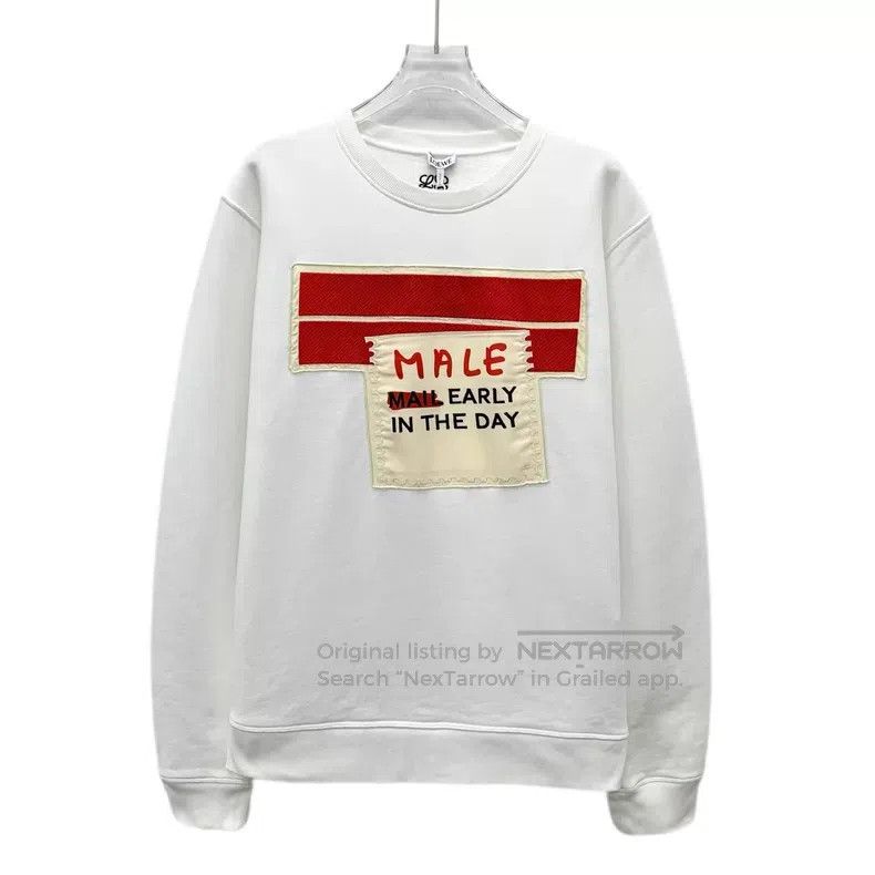 Loewe Loewe White Letter Printed Cotton Crewneck Long Sleeve Swe Size S / US 4 / IT 40 - 1 Thumbnail