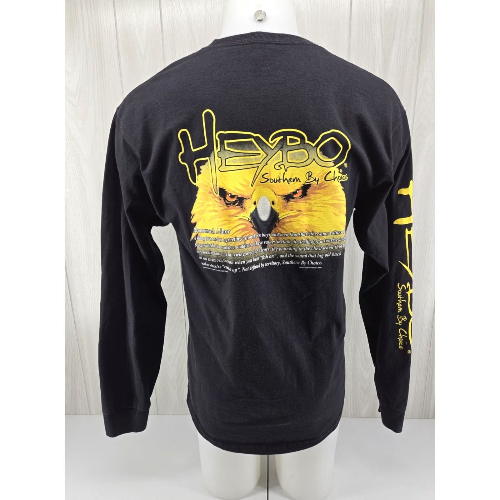 Vintage Heybo Shirt Mens Large Eagle Black Long Sleeve Cotton Size US L / EU 52-54 / 3 - 2 Thumbnail