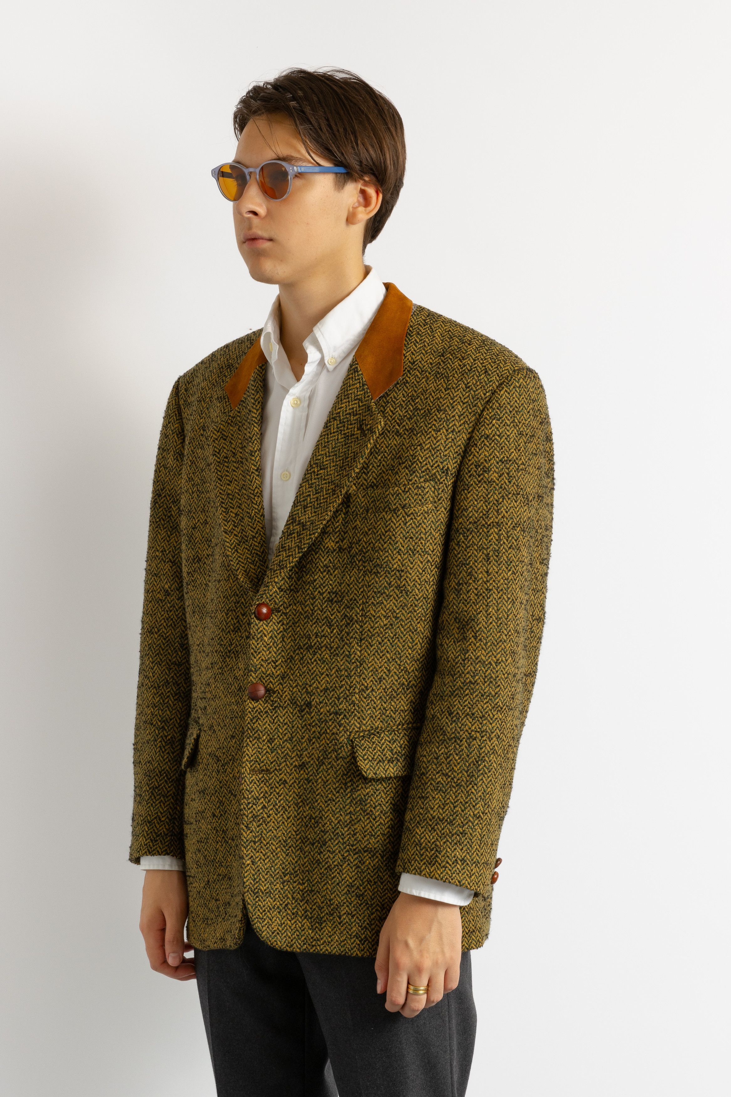 Vintage Mario Barutti Wool Brown Beige Man Wool Blazer XL 8723 Size US XL / EU 56 / 4 - 3 Thumbnail