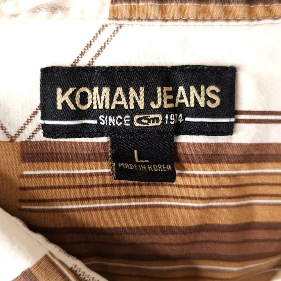 Vintage Koman Jeans Shirt Mens Size Large Brown Geometric Abstract Streetwear Shirt Size US L / EU 52-54 / 3 - 7 Thumbnail