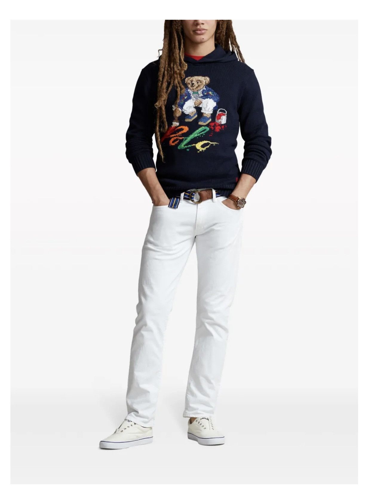 Polo Ralph Lauren Polo Ralph Lauren Polo Bear intarsia-knit hoodie medium navy Size US M / EU 48-50 / 2 - 2 Thumbnail