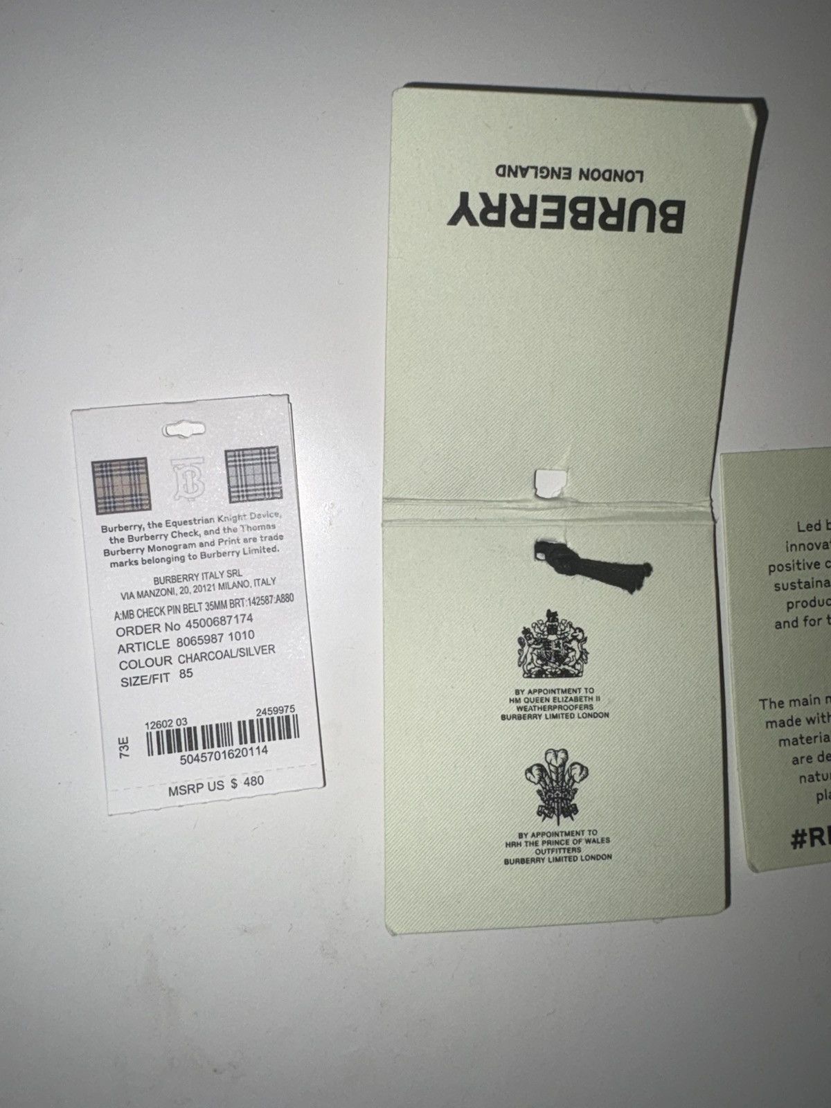 Burberry Burberry Grey Belt - 34 Size 34 - 2 Thumbnail