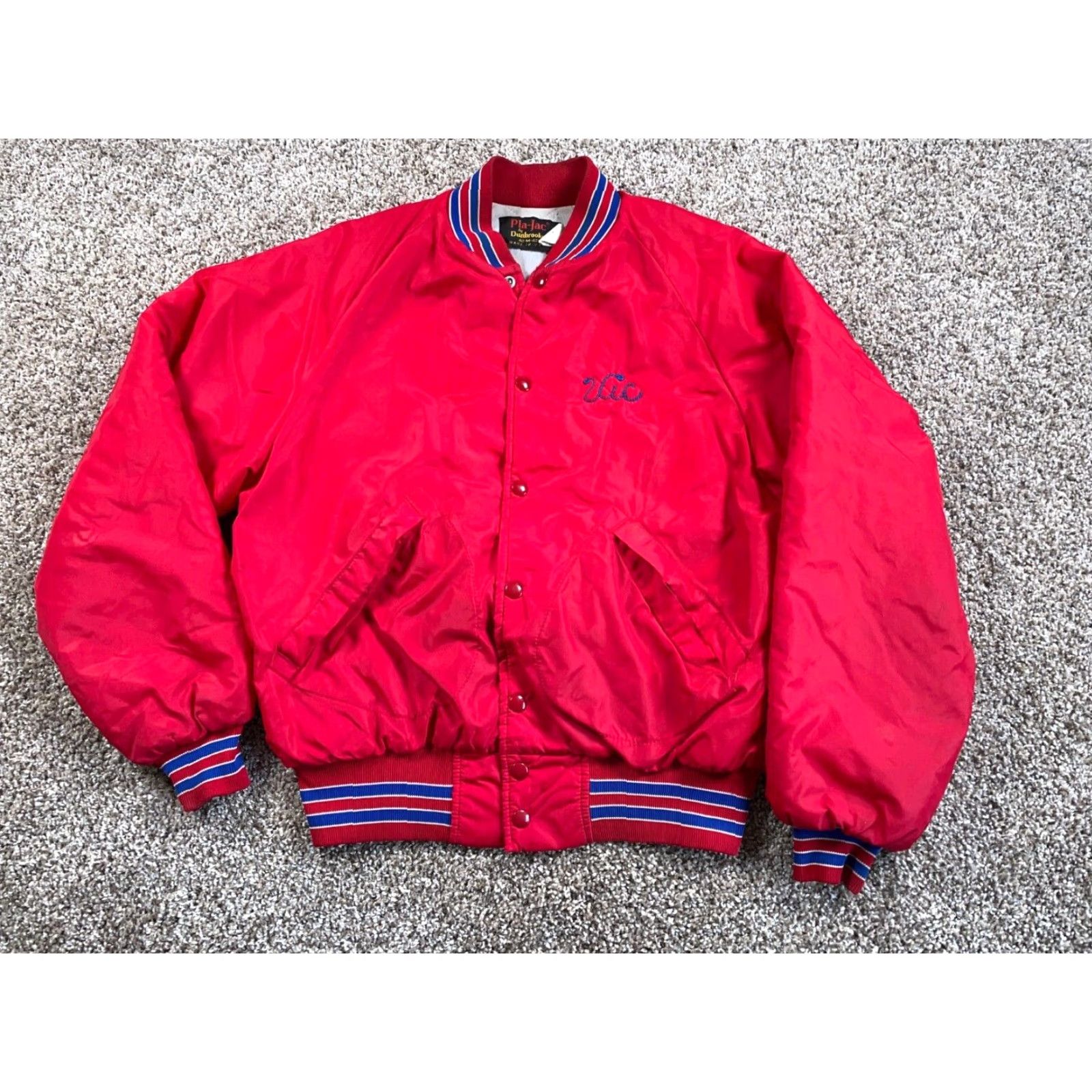 Dunbrooke VTG Dunbrooke Michigan Construction Company Satin Jacket Medium Red Bomber Jacket Satin Vintage Red Dunbrooke Jacket Size US M / EU 48-50 / 2 - 2 Thumbnail