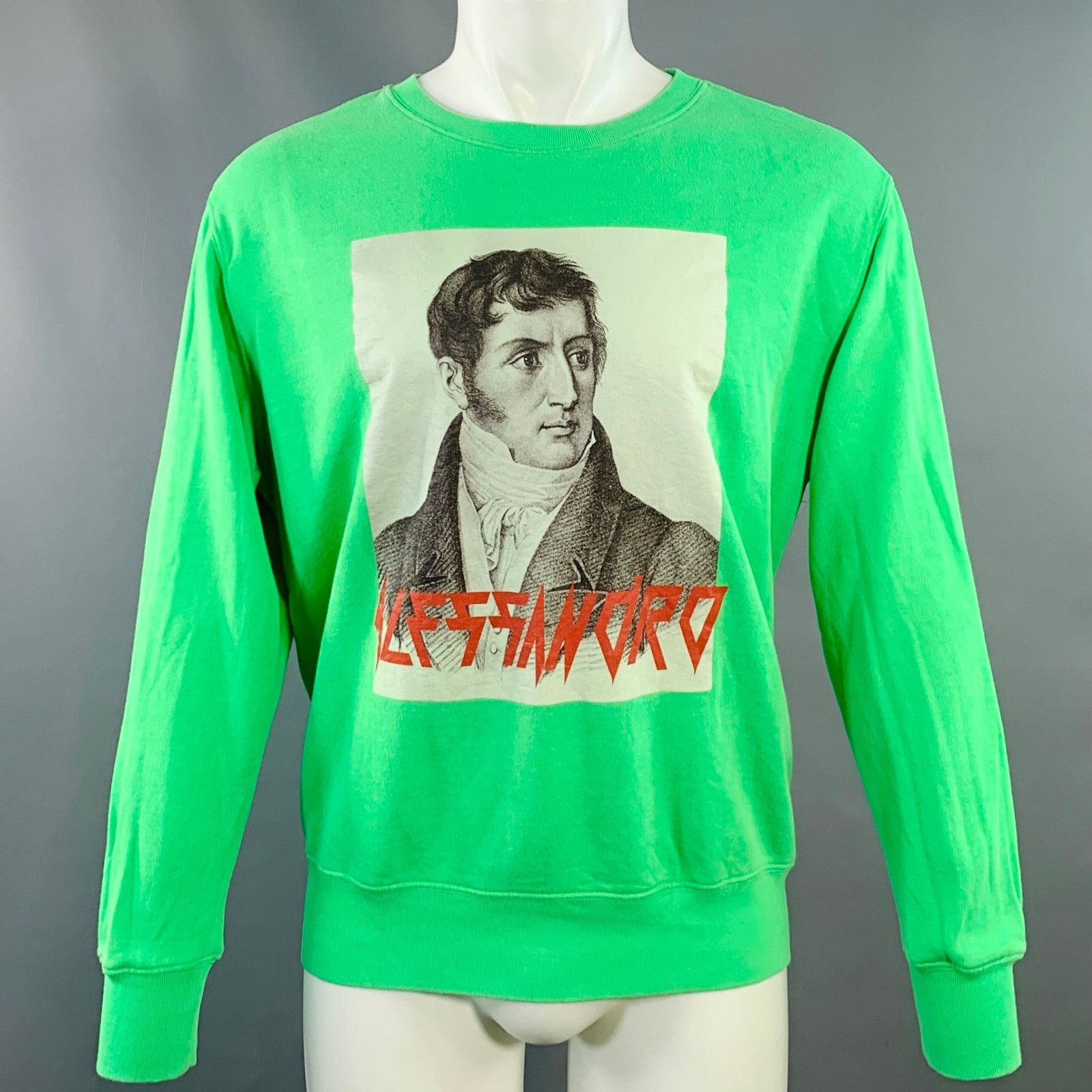 MSGM MSGM Alessandro Green Graphic Cotton Crew Neck Sweatshirt Size US M / EU 48-50 / 2 - 1 Thumbnail