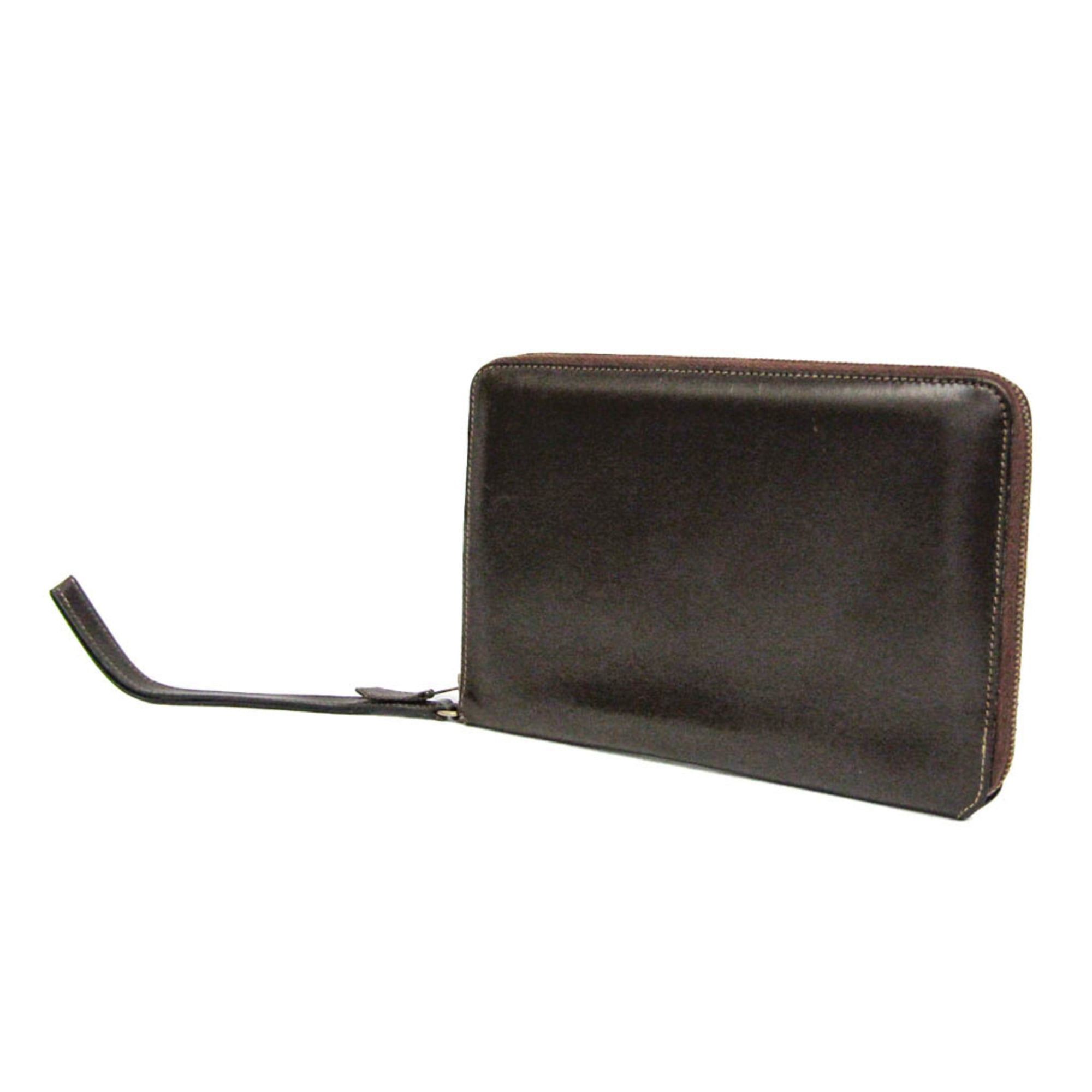 Hermes Hermes Charlie Travel Case Men,Women Box Calf Leather Long Wallet (bi-fold) Dark Brown Size ONE SIZE - 1 Thumbnail