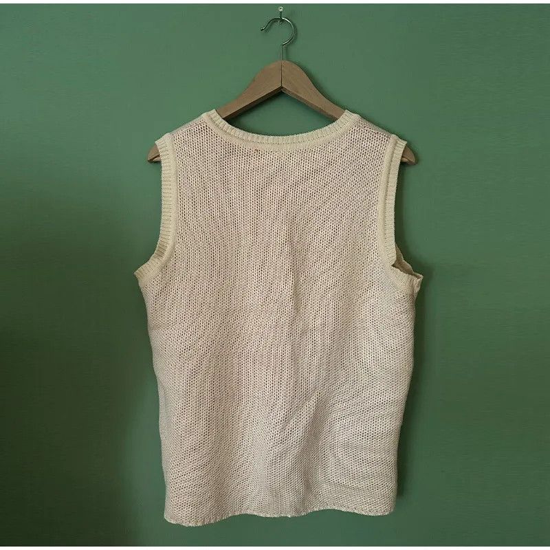 Japanese Brand Love Hollow Out Jacquard V Neck Sleeveless Knitted Size US L / EU 52-54 / 3 - 2 Thumbnail