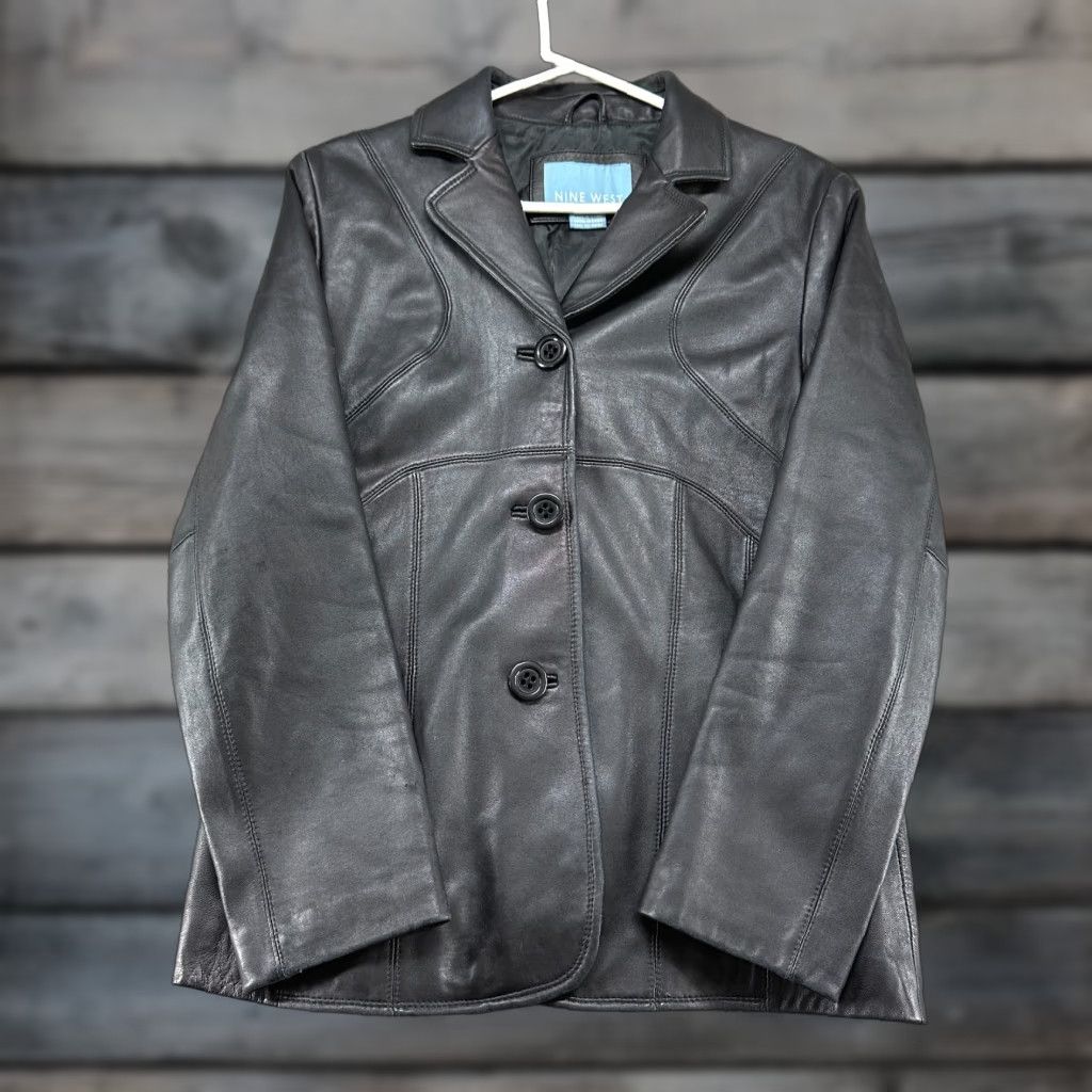 Nine West VINTAGE Nine West Jacket Womens M Black Leather Lined Coat Soft Genuine Real Y2K Size M / US 6-8 / IT 42-44 - 1 Thumbnail