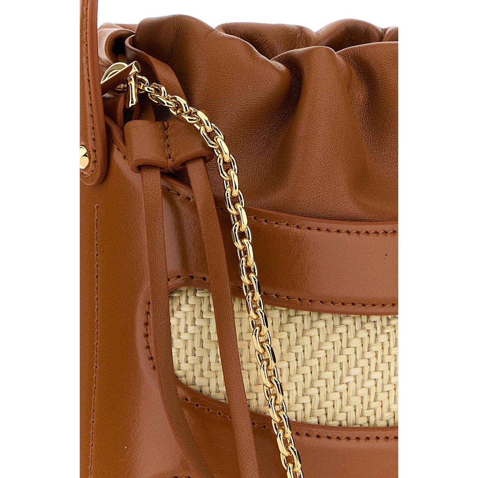 Alexander McQueen ALEXANDER MCQUEEN The Rise Mini Two-Tone Brown Raffia / Leat Size ONE SIZE - 4 Thumbnail