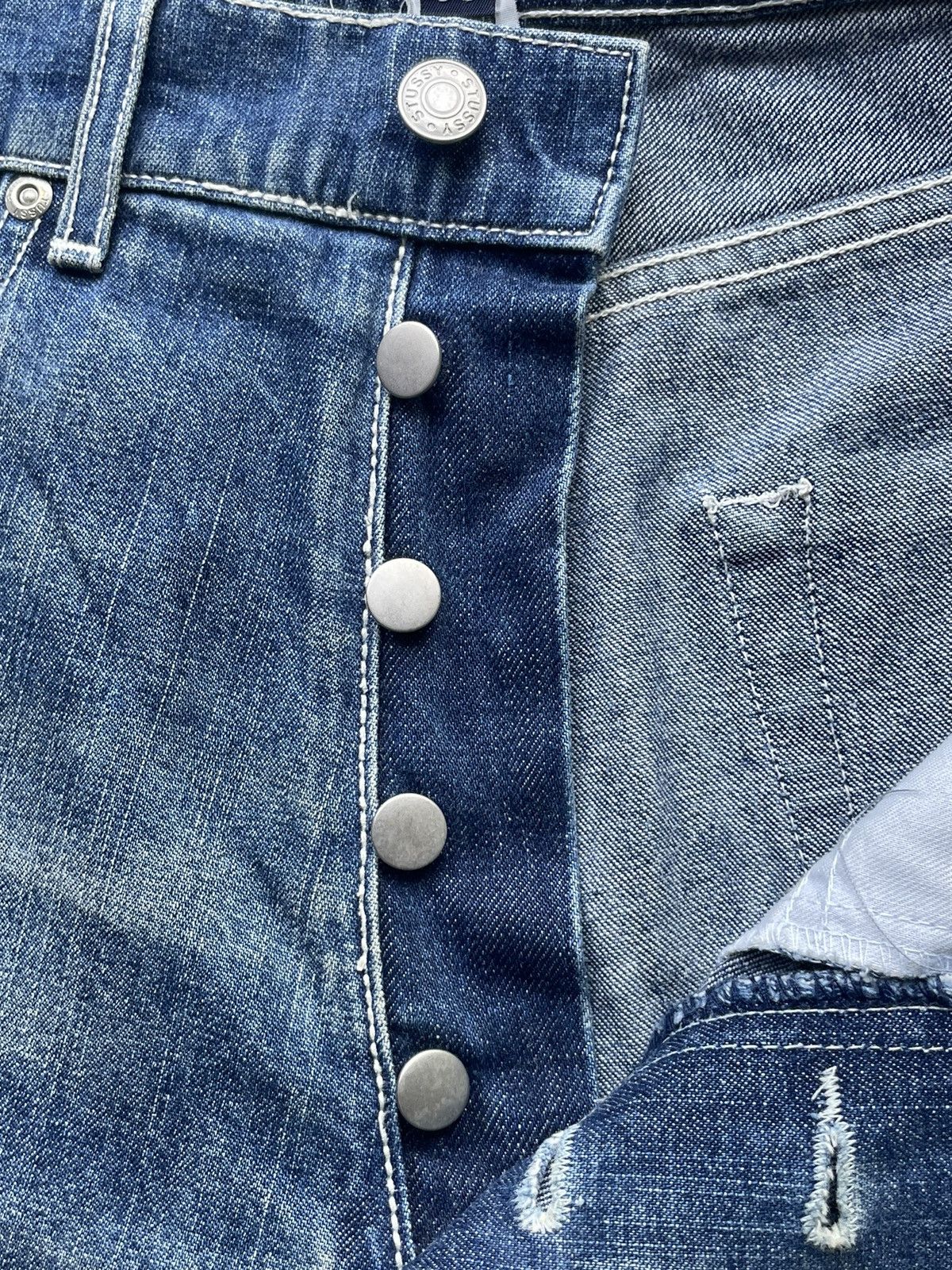 Stussy Vintage Stussy Works Distresed Denim Size US 33 - 23 Thumbnail