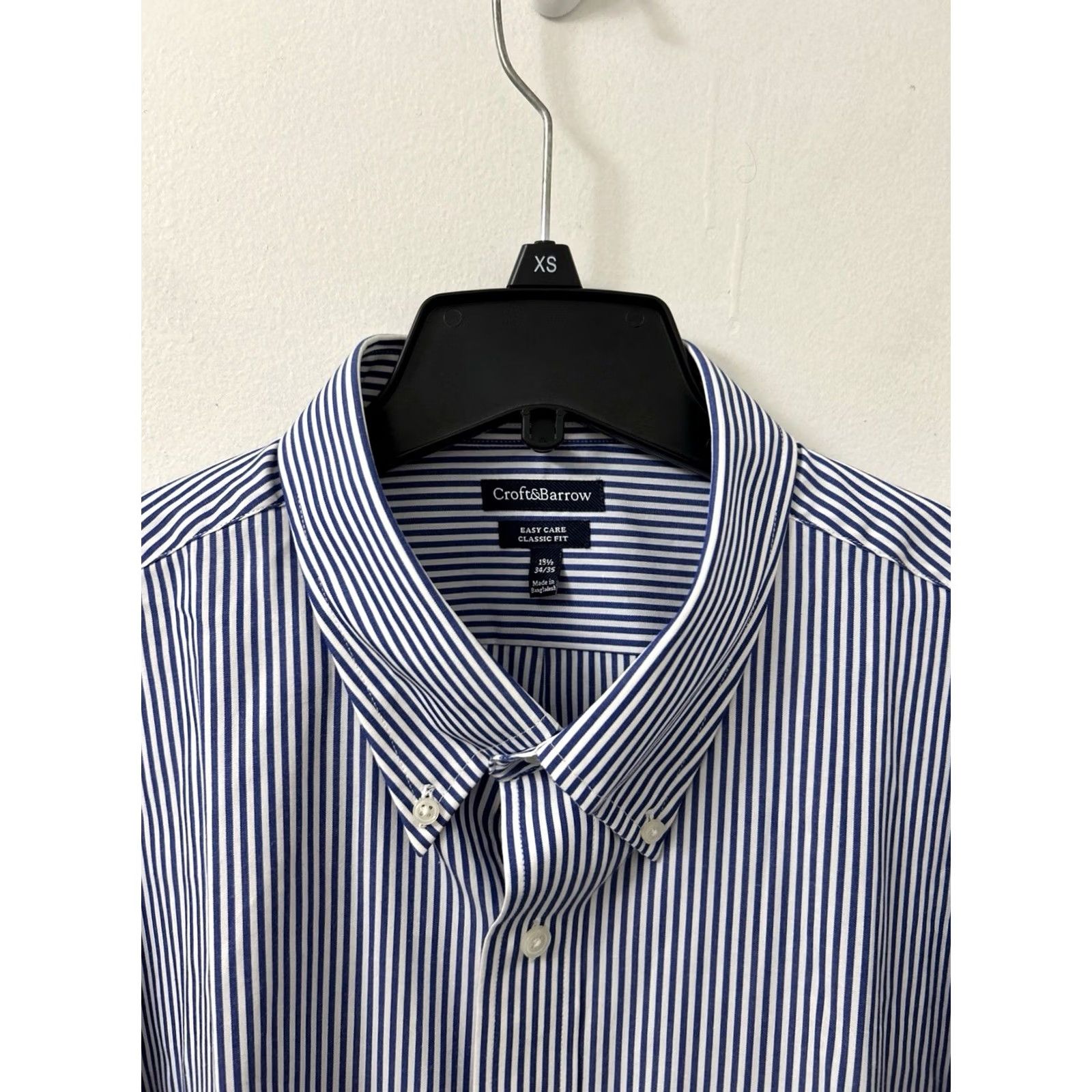 Croft & Barrow Croft & Barrow Shirt Mens Sz 18.5 Blue White Striped Oxford Classic Fit L/S Size US XXL / EU 58 / 5 - 6 Thumbnail