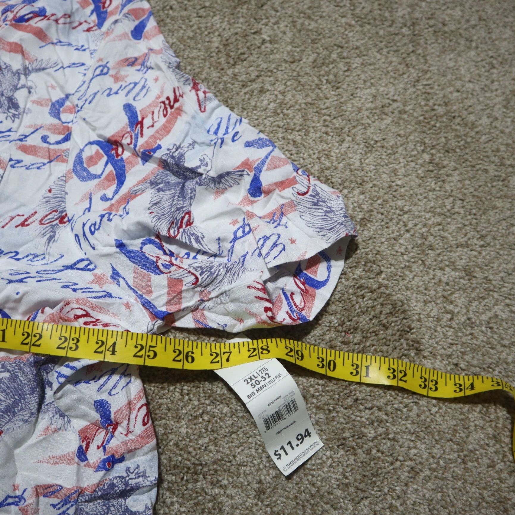 George George Shirt Men 2XL USA Eagle 1776 Button-Up Short Sleeve Multicolor Polyester Button N/A Size US XXL / EU 58 / 5 - 7 Thumbnail