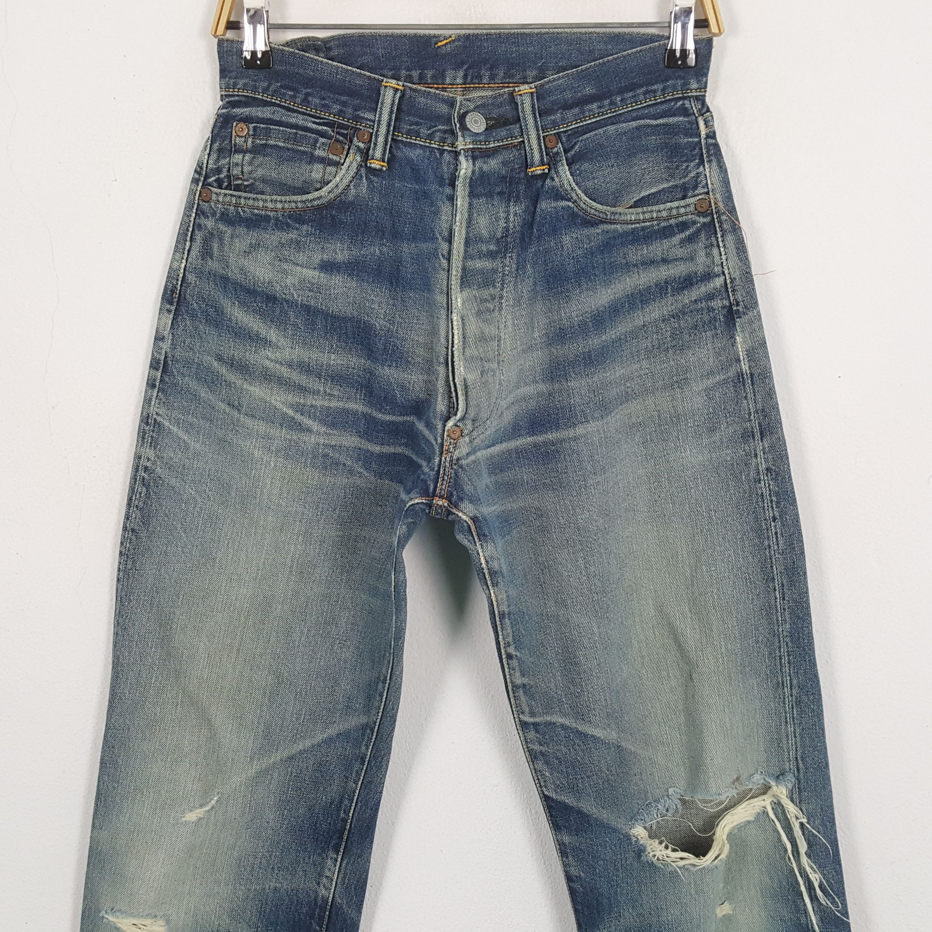 Evisu × Japanese Brand × Vintage Vintage EVISU Japanese Brand Daicock Custom Distressed Jeans Size US 27 - 5 Thumbnail