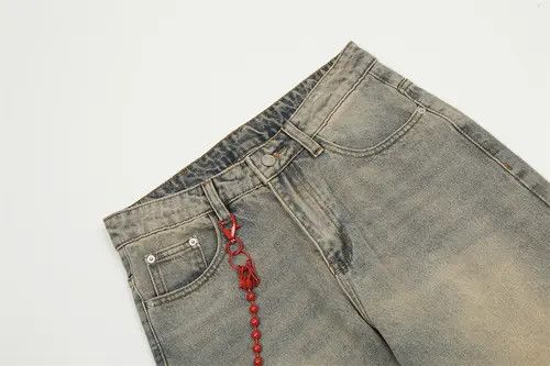 Japanese Brand × Jean American washed distressed loose side chain straight jeans Size US 32 / EU 48 - 4 Thumbnail