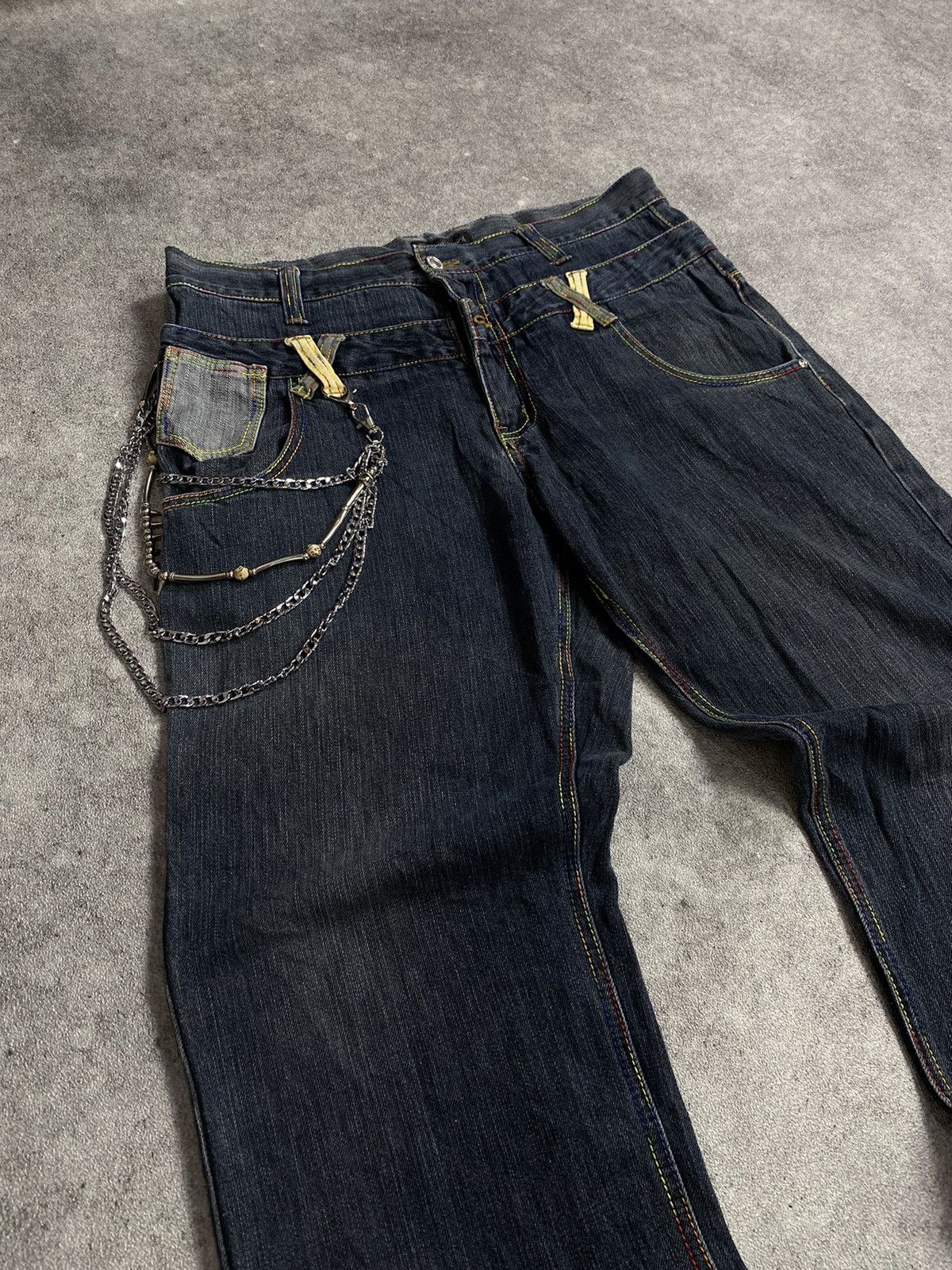 If Six Was Nine × Japanese Brand × Le Grande Bleu (L.G.B.) Amore Puro Rainbow Stich Double Waist Pant Size US 32 / EU 48 - 3 Thumbnail