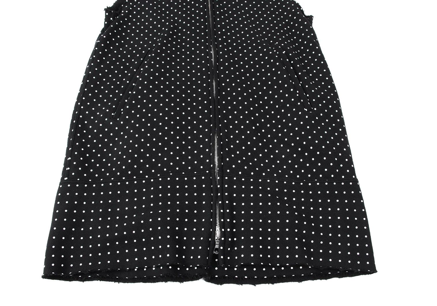 Ganryu Cotton Dot Print Cut Design Sleeveless Long Hoodie Black Size US S / EU 44-46 / 1 - 7 Thumbnail
