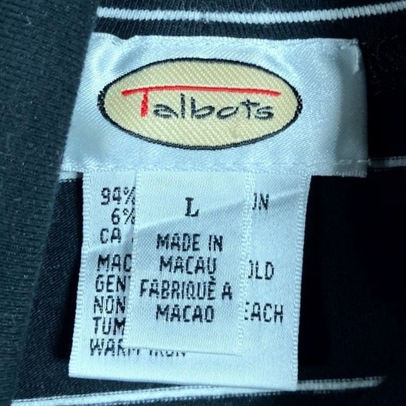Talbots Talbots Womens Shirt Black White Striped Pullover Turtleneck Stretch Large Shirt Women Long Sleeve Winter Fall Casual Workwear Mens? Size L / US 10 / IT 46 - 6 Thumbnail