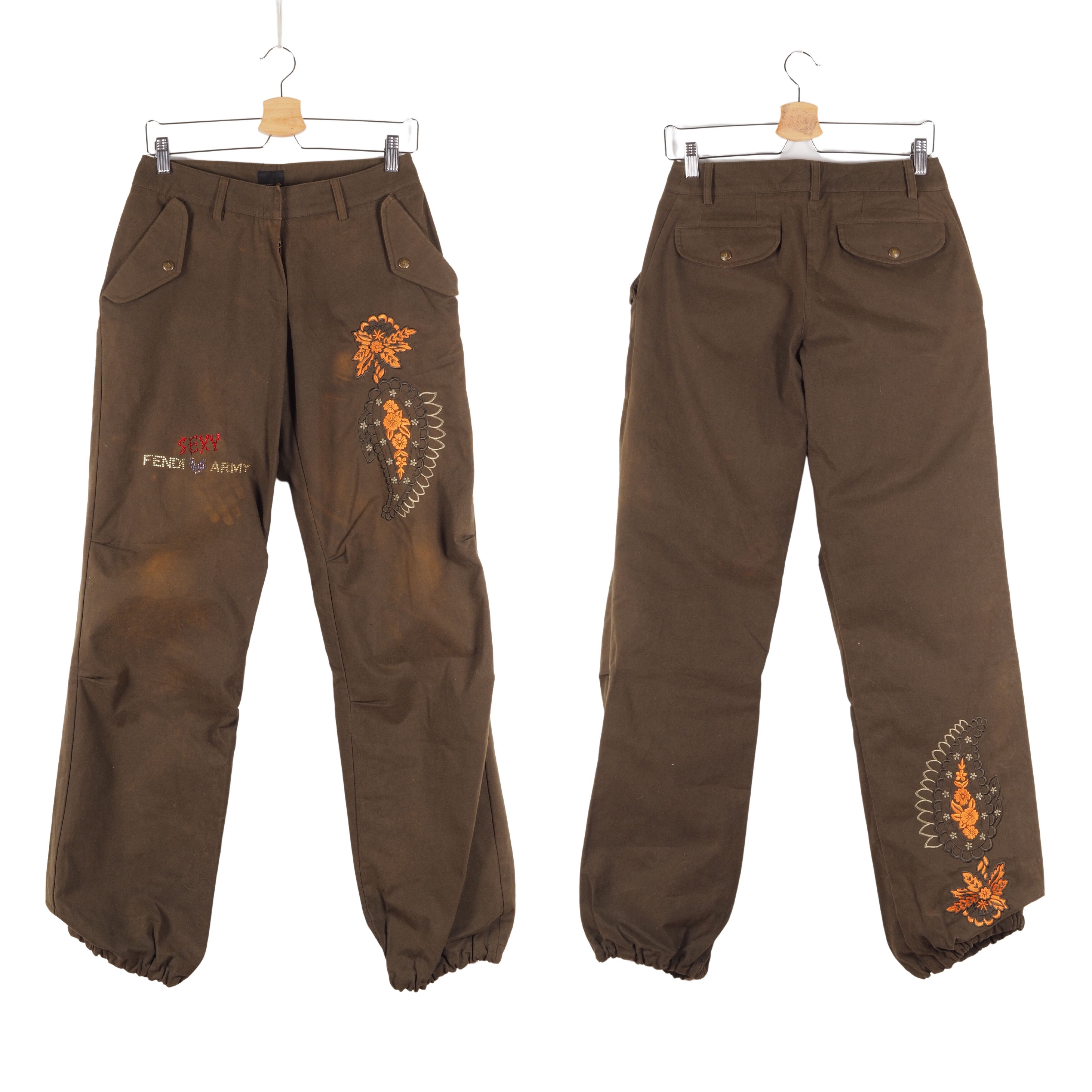 Fendi × Vintage FENDI Sexy Army Vintage Embroidery Cargo Trousers Pants Size 27" / US 4 / IT 40 - 2 Thumbnail