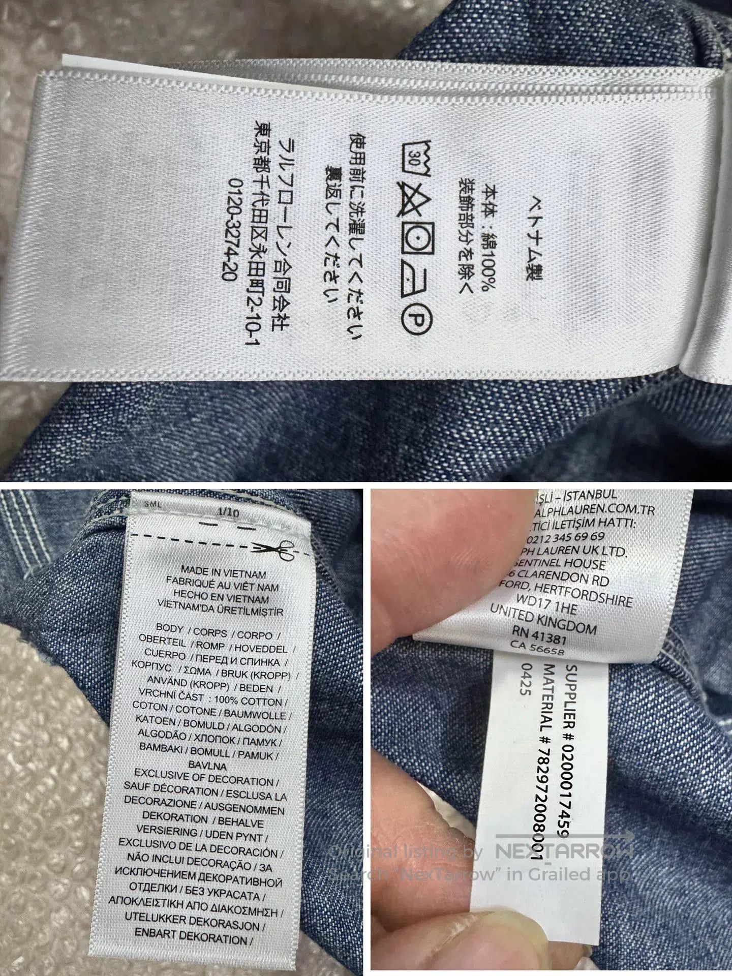 RRL Ralph Lauren RRL Double RL Indigo Denim Jacket with Corduroy Collar. Size US S / EU 44-46 / 1 - 9 Thumbnail