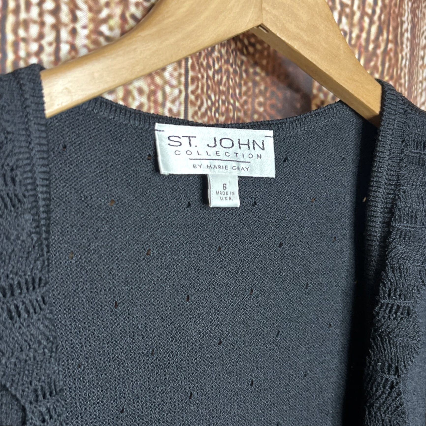 St. John VINTAGE St. John Cardigan Knit Wool Blend Open Front Short Sleeve Size 6 Black Womens Sweater Marie Gray Santana Size M / US 6-8 / IT 42-44 - 2 Thumbnail