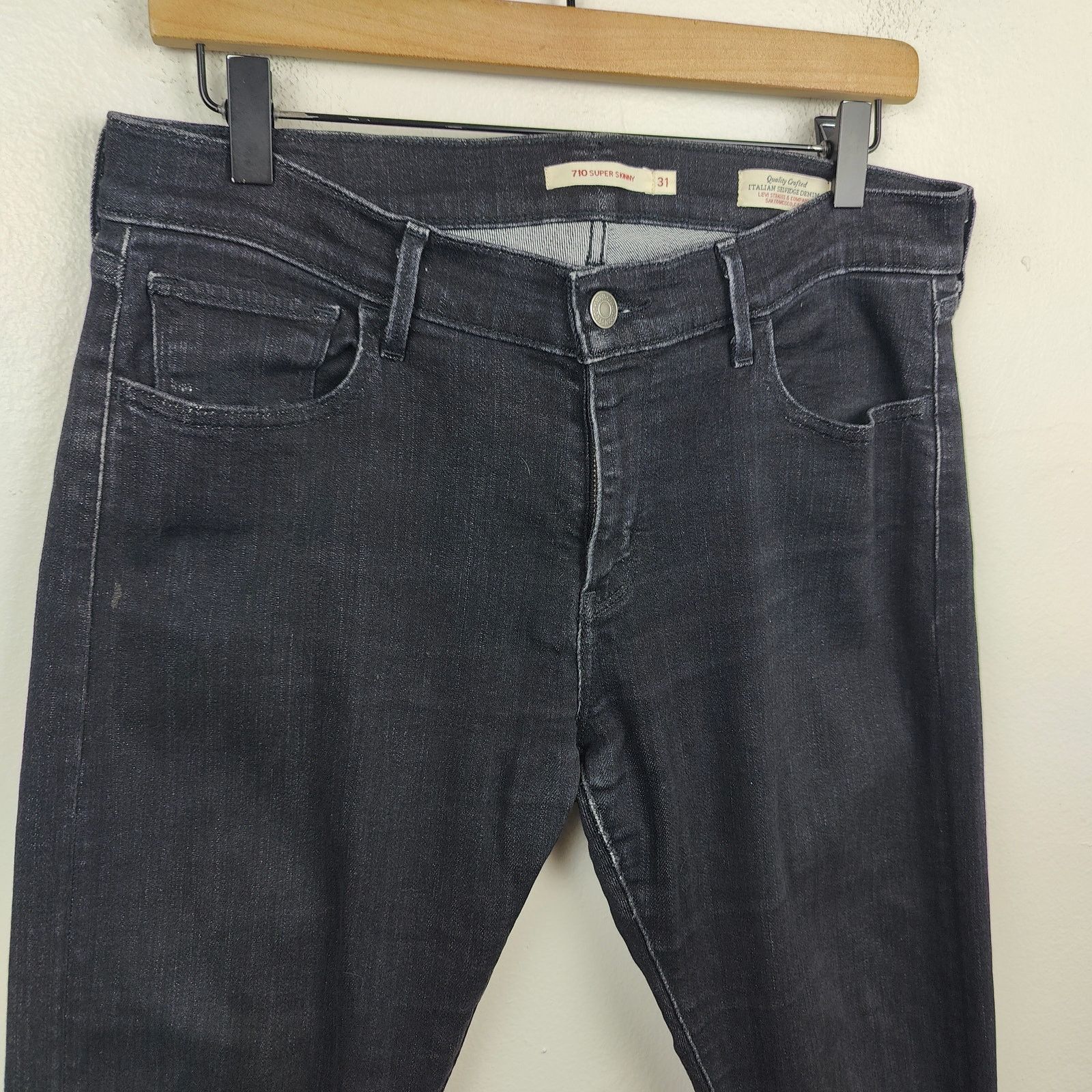Levi's Levis Selvedge Jeans Mens 31 Dark Wash 710 Super Skinny Size US 31 - 2 Thumbnail
