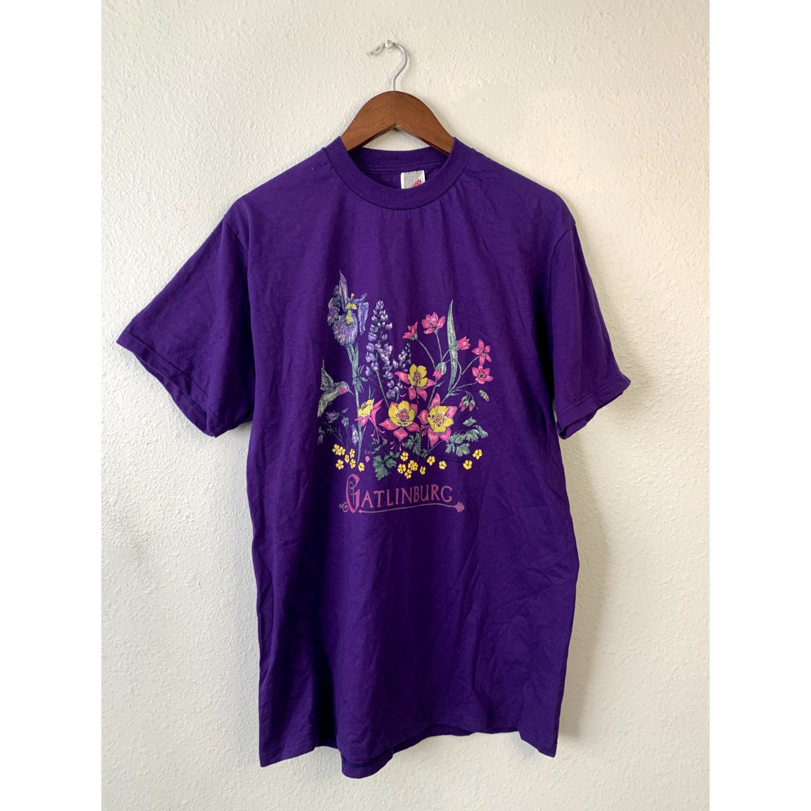 Jerzees Vintage Flower Shirt Gatlinburg Purple T-Shirt Tee VTG Large Size US L / EU 52-54 / 3 - 1 Thumbnail
