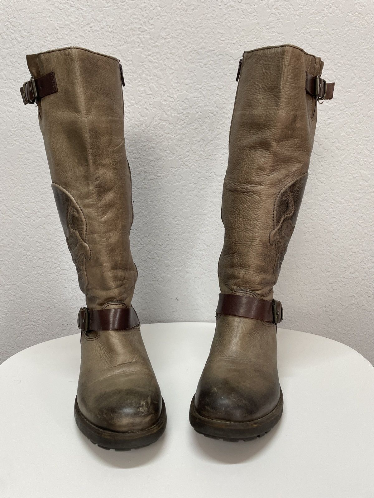 If Six Was Nine AS 98 Vibe Artisan Skull Leather Side Zip Ankle Biker Boots Size US 8 / EU 41 - 5 Thumbnail