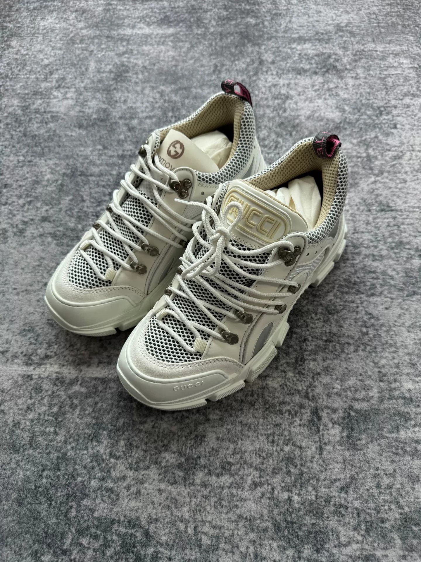 Gucci gucci flashtrek white mesh hiking shoes Size US 6 / EU 39 - 1 Thumbnail