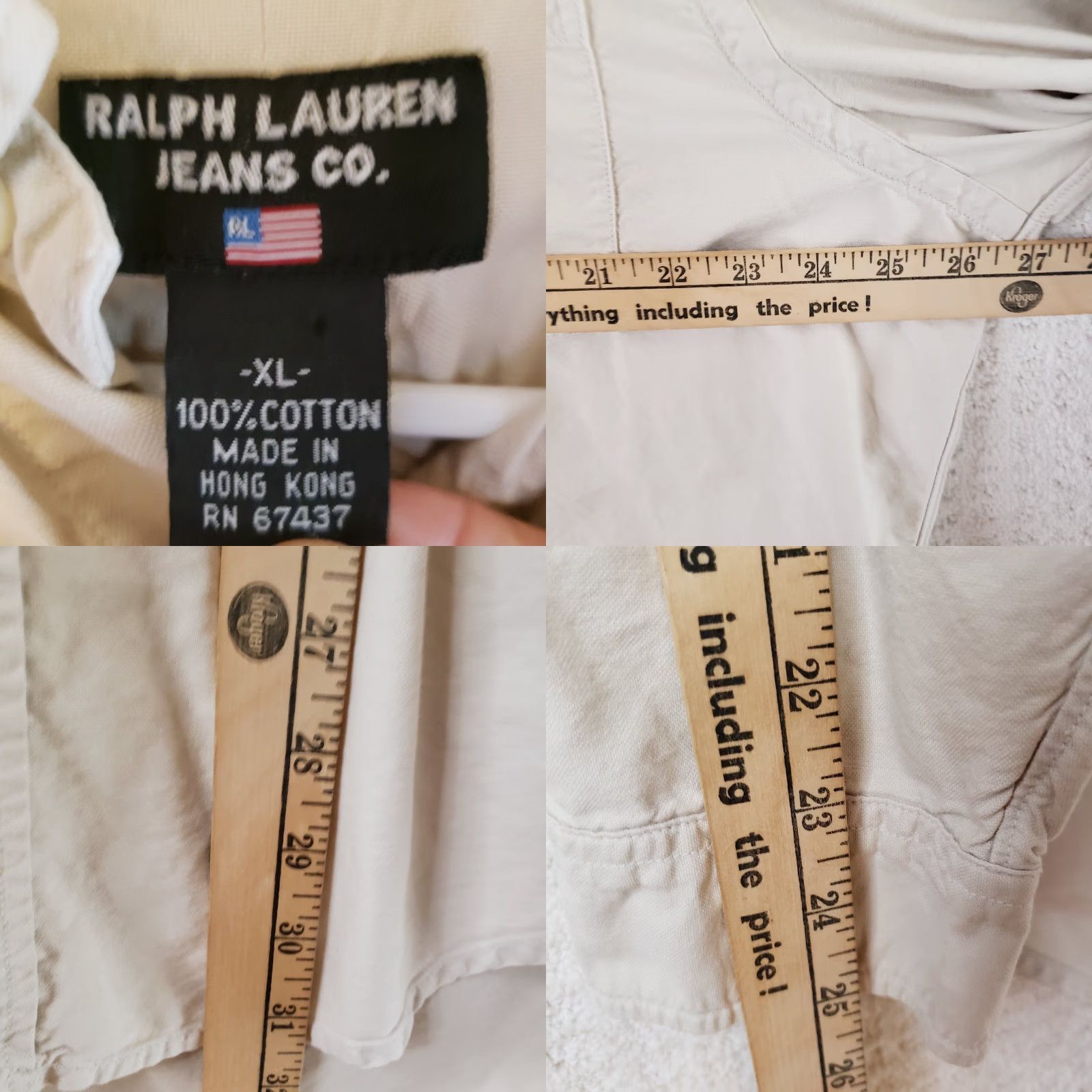 Ralph Lauren Ralph Lauren Jeans Company Men's Button-Up Shirt Long Sleeve Beige XL Button-Down Collar Casual Workwear Size US XL / EU 56 / 4 - 9 Thumbnail